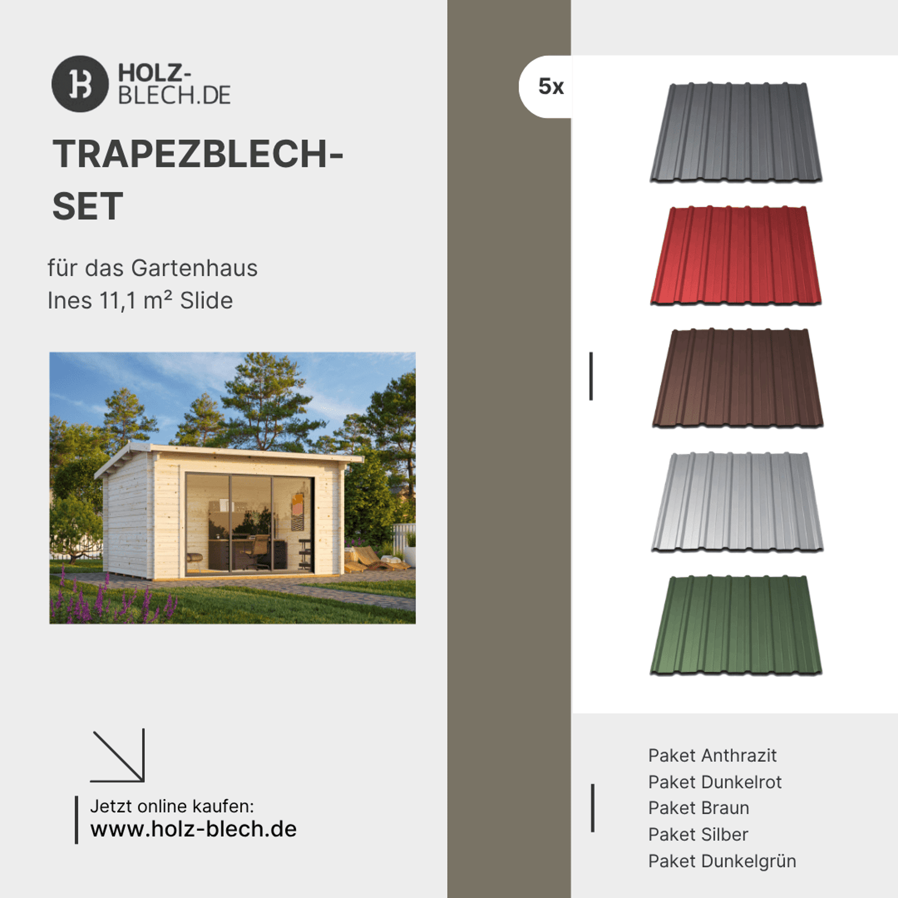 Trapezblech Set für Gartenhaus Ines 11,1 m² Slide Architektur, Gebäude, Wohnen, Haus