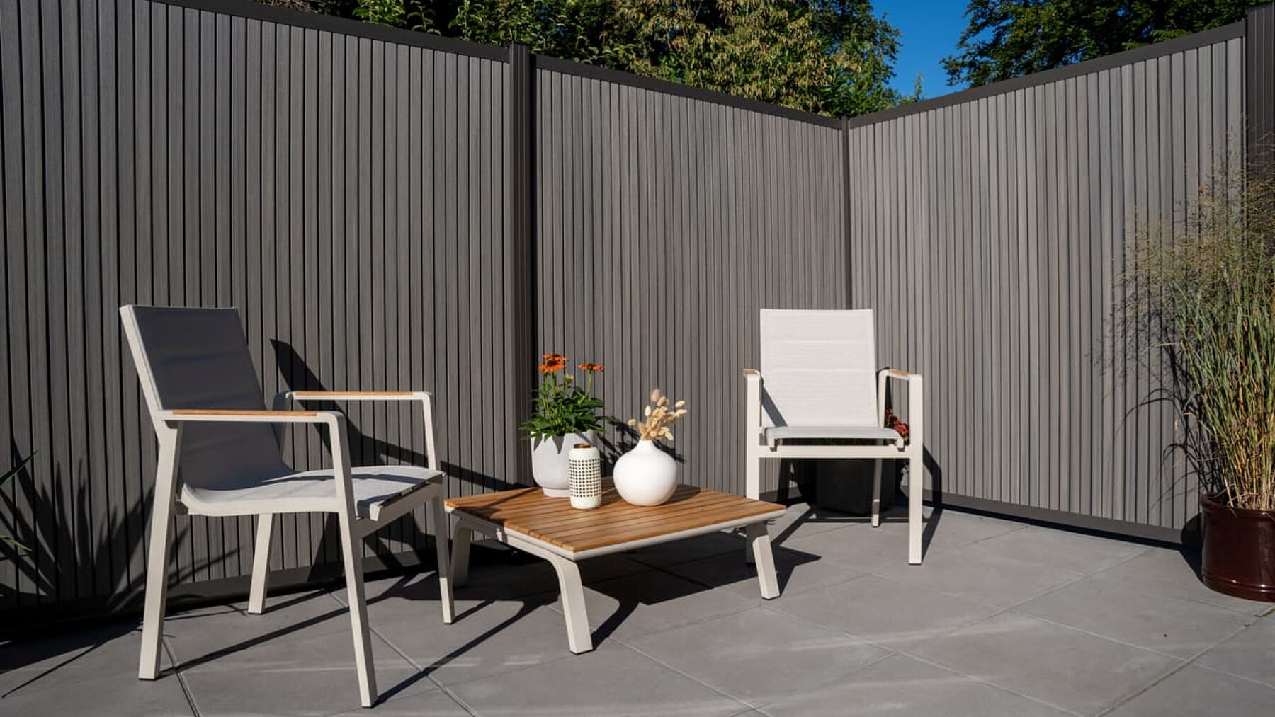 WPC Akustikzaun,  Shadowline Amethystgrau 175 x 180 cm Vertikal