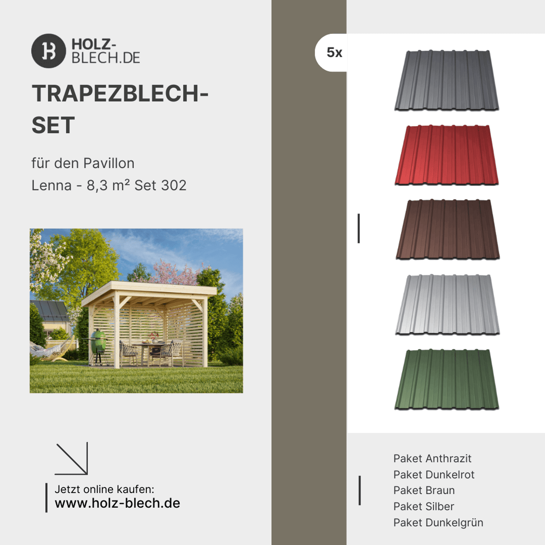 Trapezblech Set für Pavillon Lenna 8,3 m² Set 302