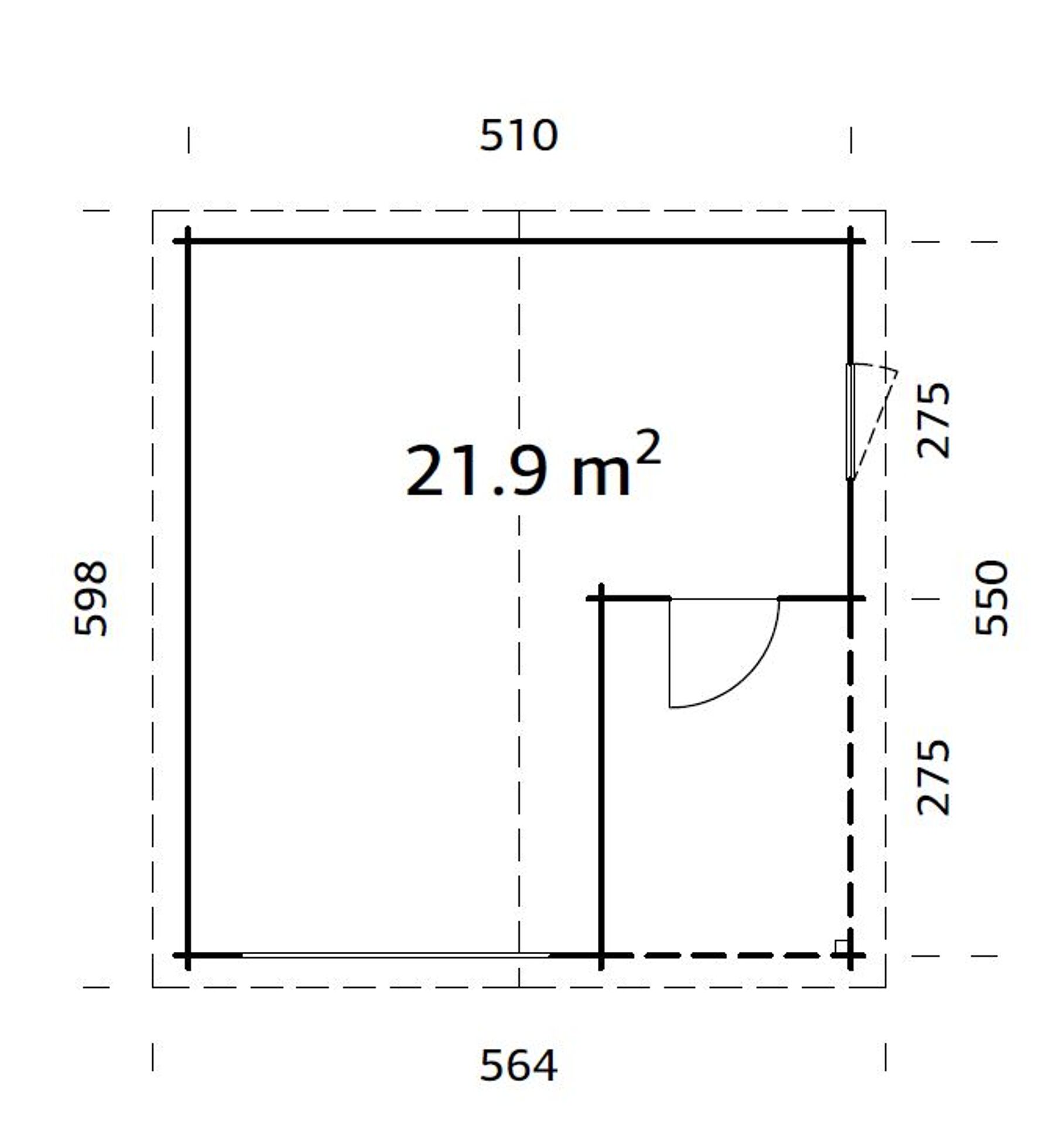 Holzgarage Roger 21,9+5,2 m² Ohne Tor