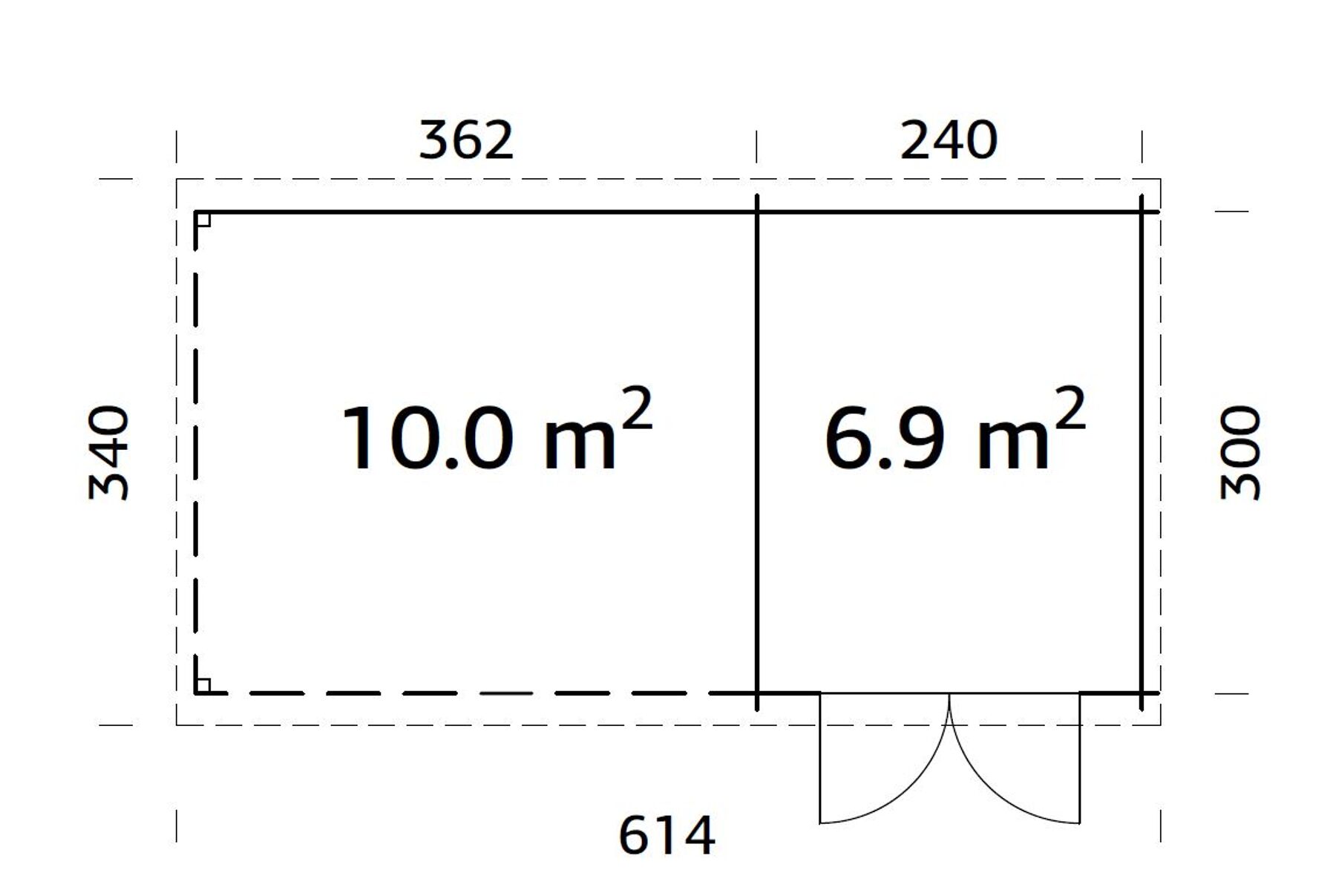 Gartenhaus Ella 6,9+10,0 m² Grau 
