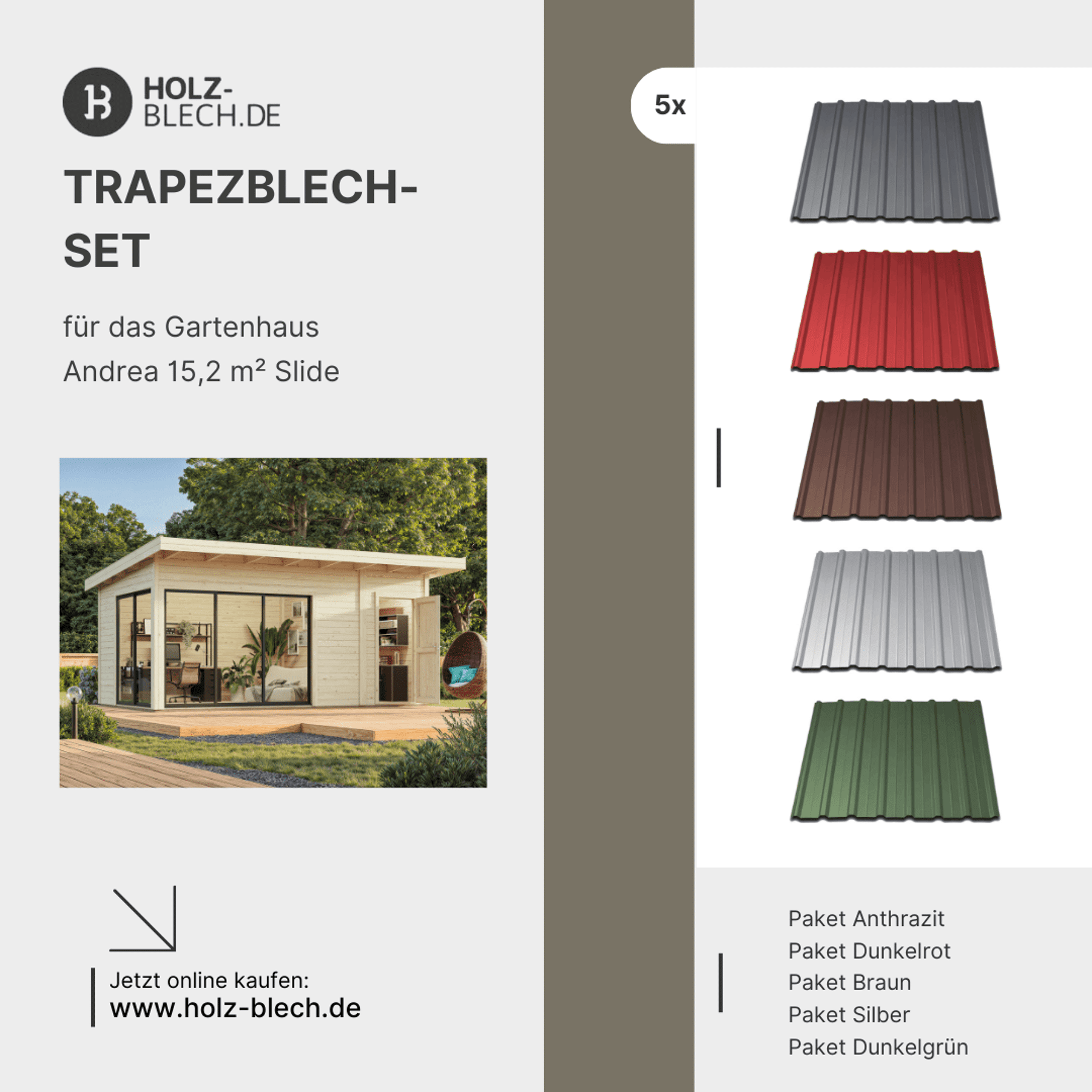 Trapezblech Set für Gartenhaus Andrea 15,2 m² Slide Architektur, Gebäude, Wohnen, Haus