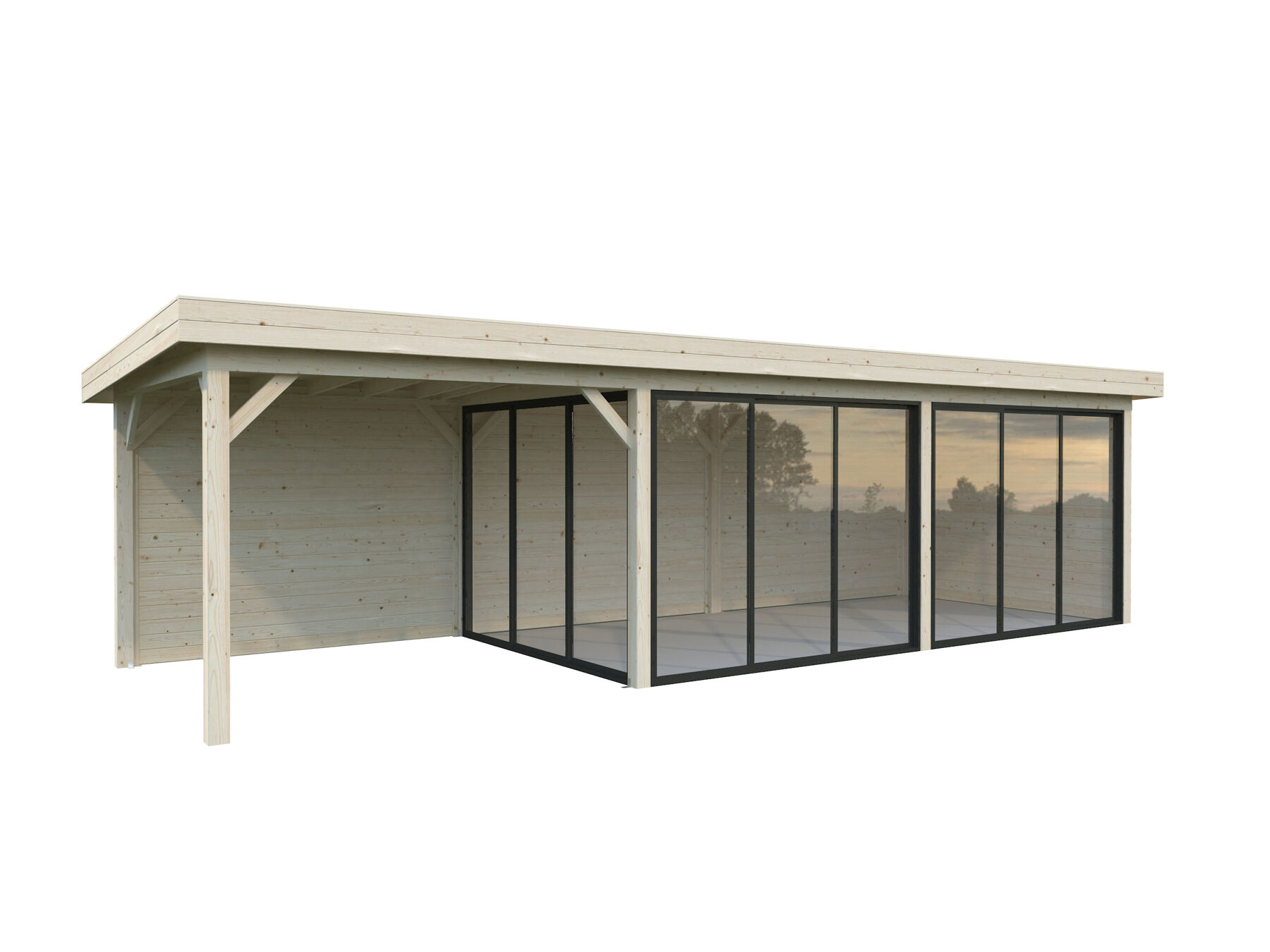 Pavillon Lenna 24,9 m² Set 717 mit ISO-Glas Schiebetür