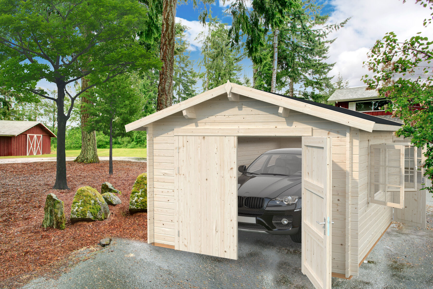 Holzgarage Roger 19,0 m² Mit Holztor