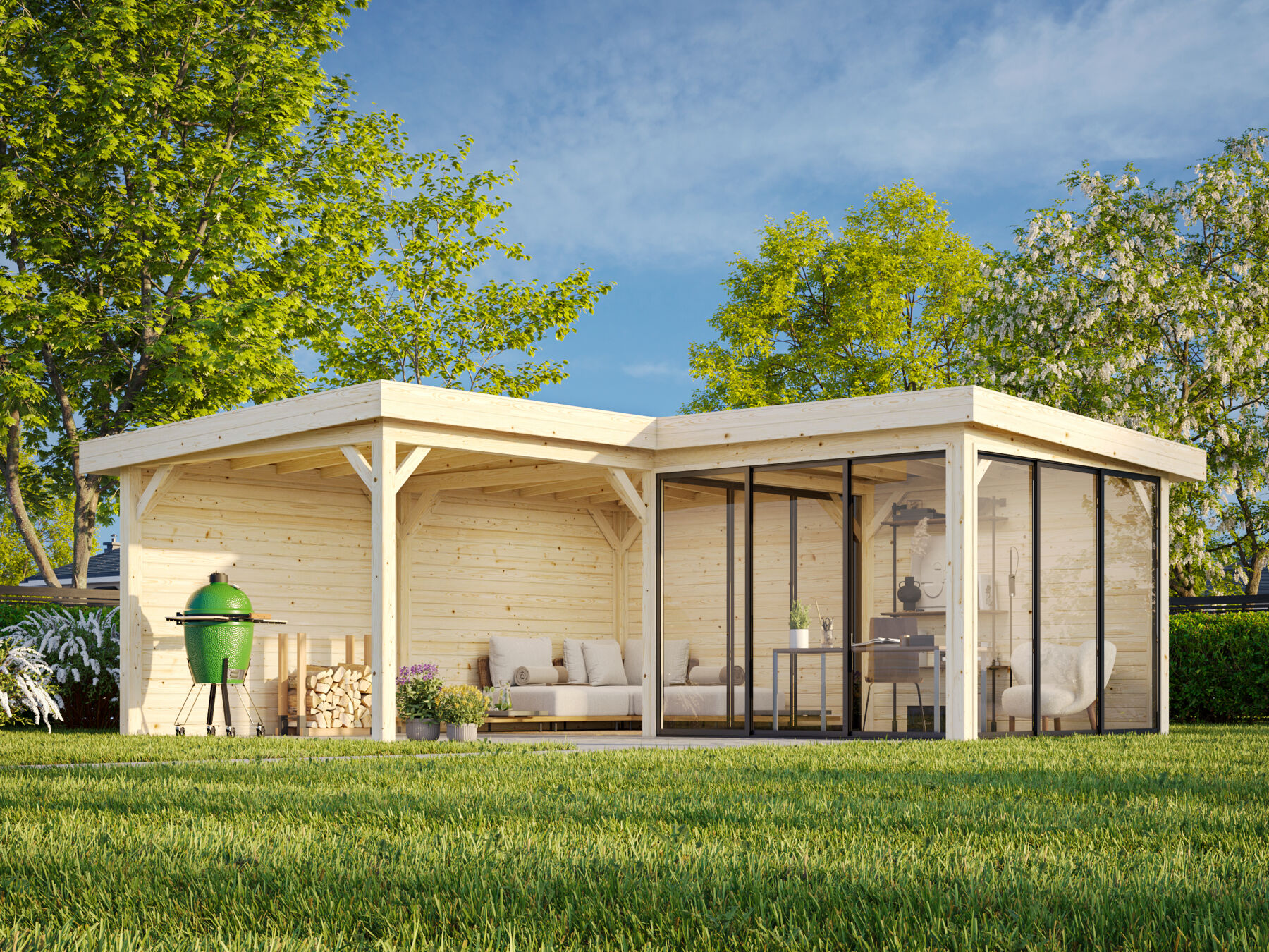Pavillon Lenna 24,9 m² Set 412 mit Schiebetür 