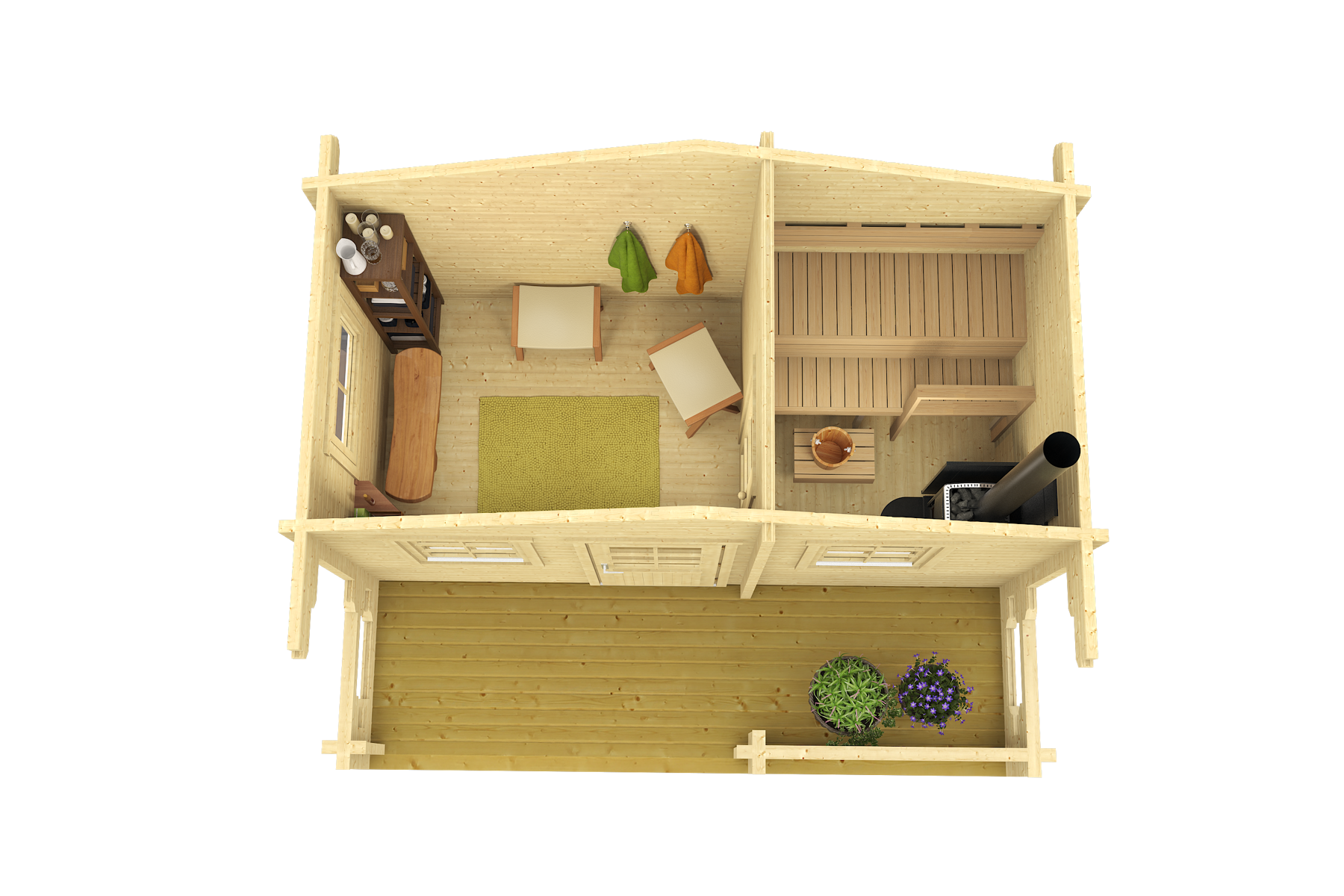 Saunahaus Piha Tuuri 15 mit Trapezblech Dunkelrot