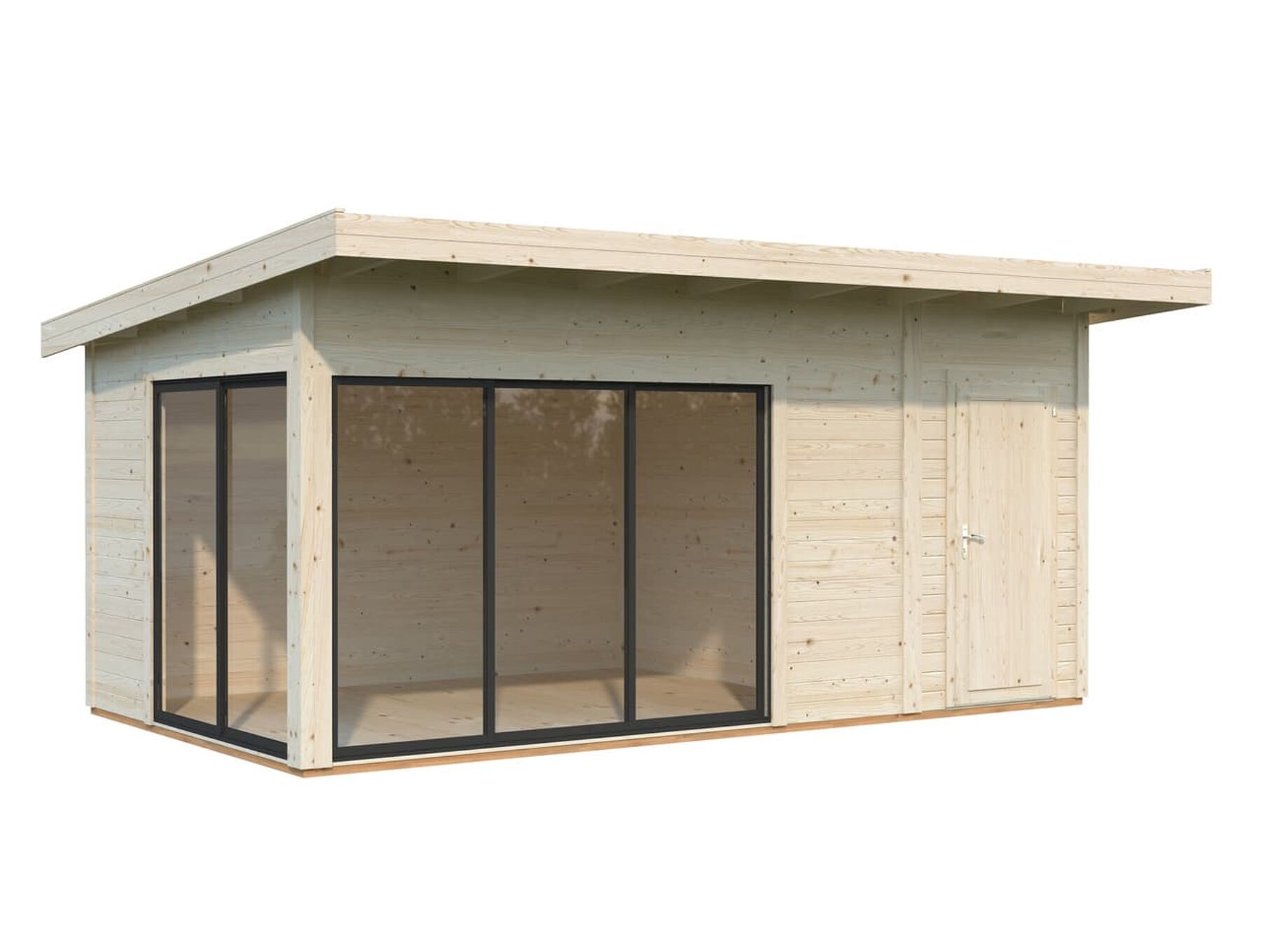 Modernes Gartenhaus Andrea 15,2 m² mit ISO-Glas Schiebetür Modernes Gartenhaus Andrea 15,2 m² mit ISO-Glas Schiebetür