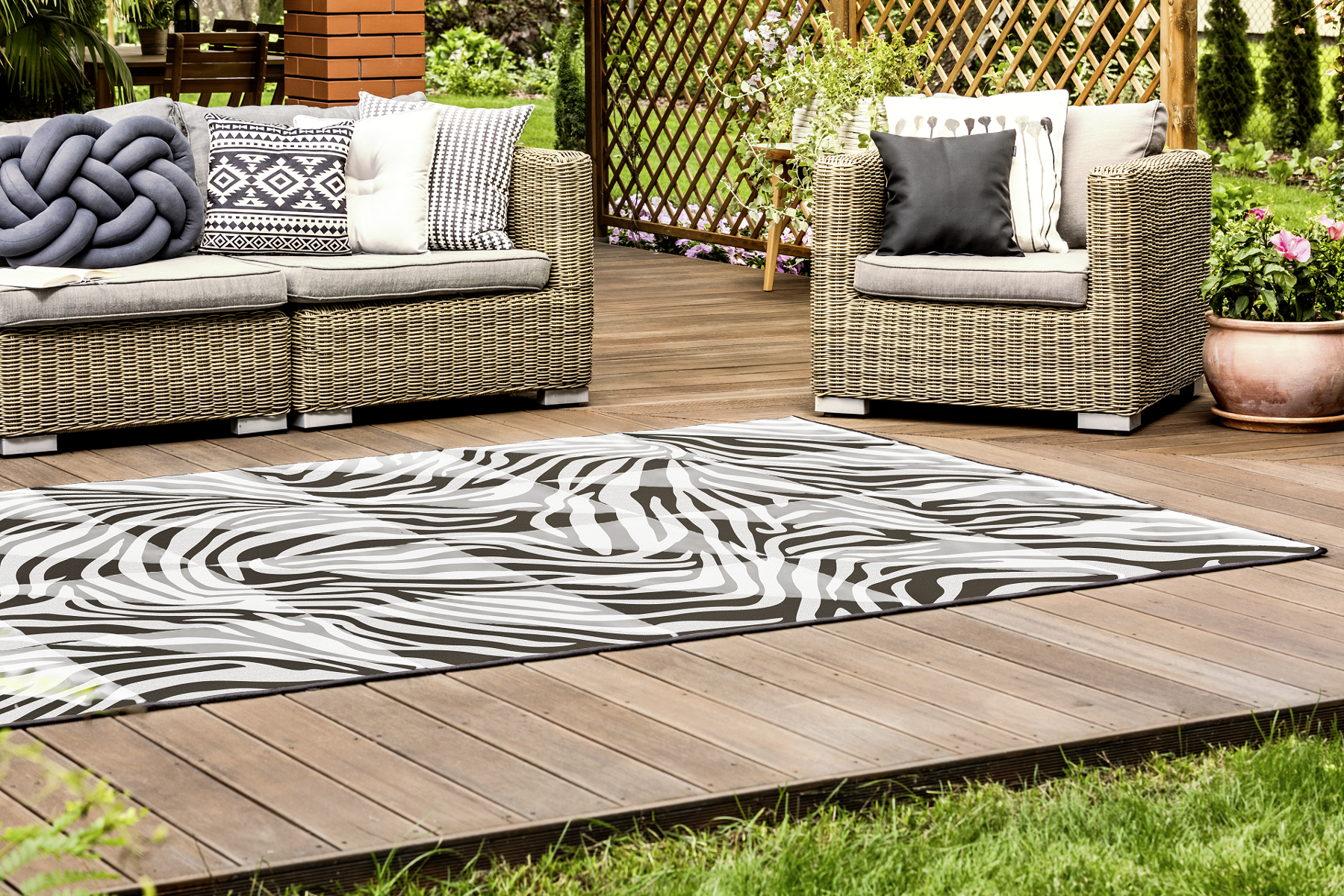 CARPIT Outdoor Teppich inkl. Tragetasche Classic Wild Zebra