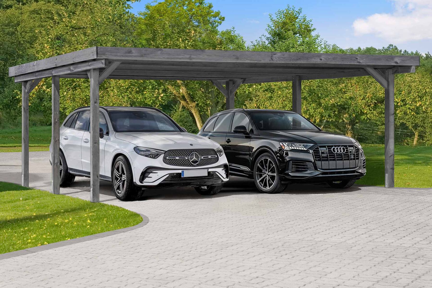 Doppelcarport Kuba Grau