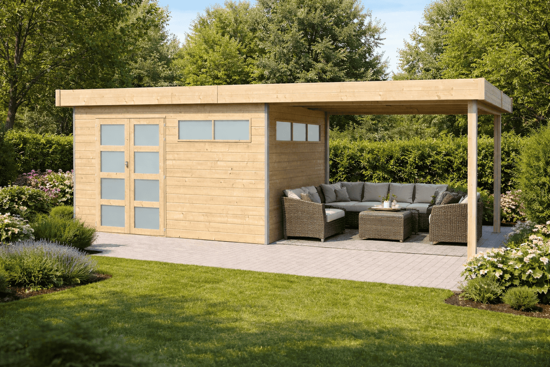 Gartenhaus Sven 4 - 25,3 m² inkl. Trapezblechdach Anthrazit