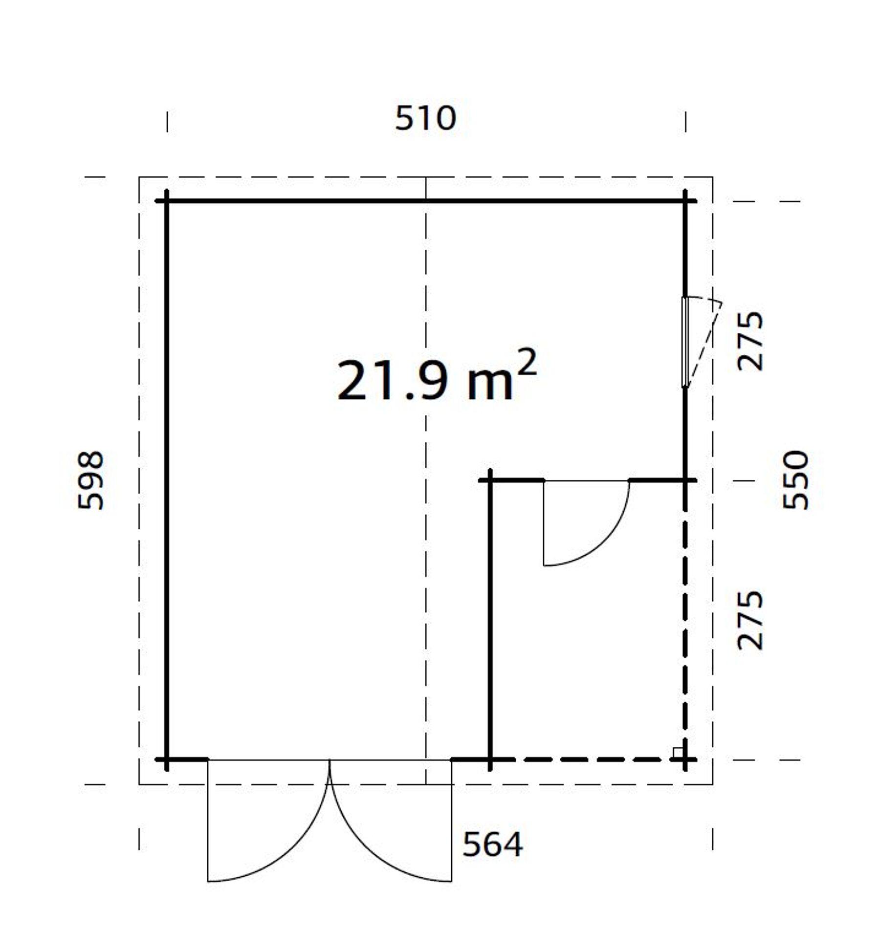 Holzgarage Roger 21,9+5,2 m² Mit Holztor Grau