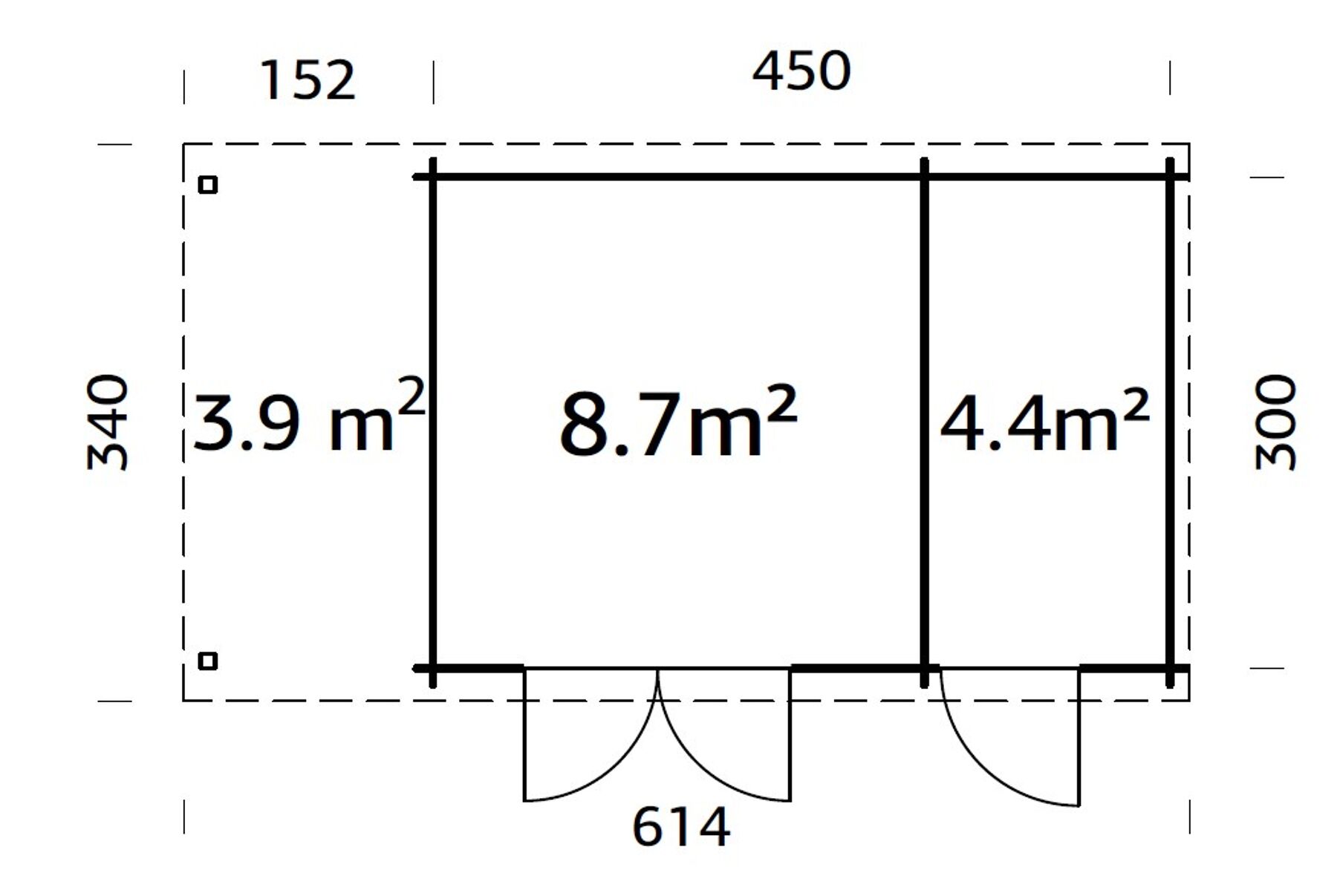 Gartenhaus Ella 13,1+3,9 m² 
