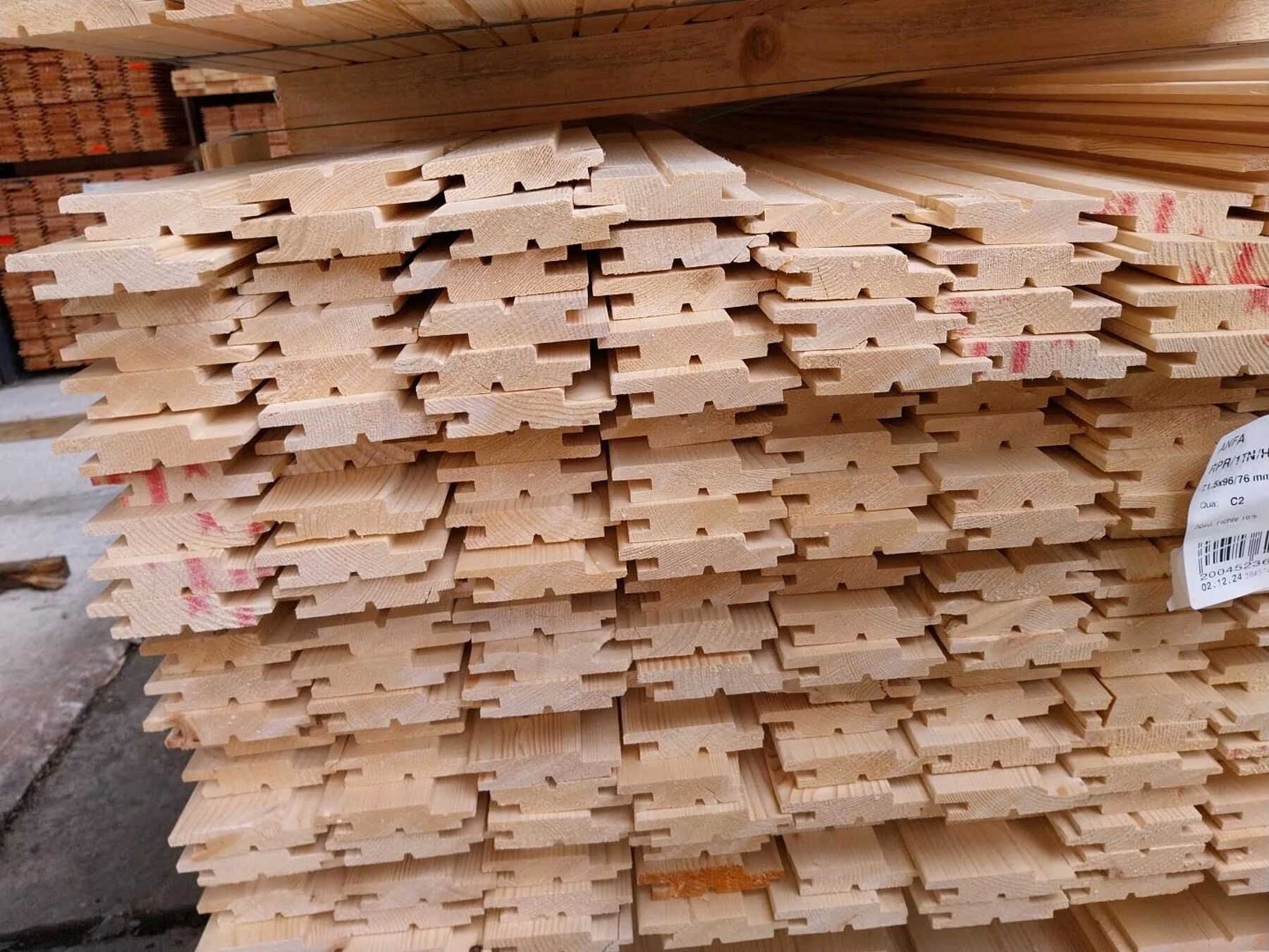 66 m² Nordische Fichte Profilholz Nut und Feder, 21.5x96x4200 mm