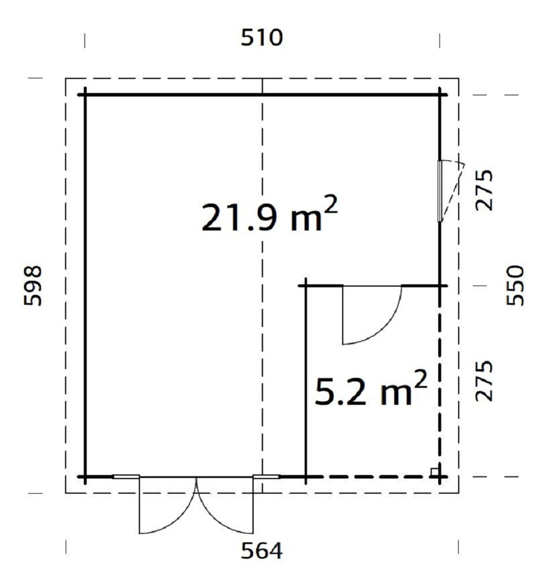 Gartenhaus Irene 21,9+5,2 m² Transparent 