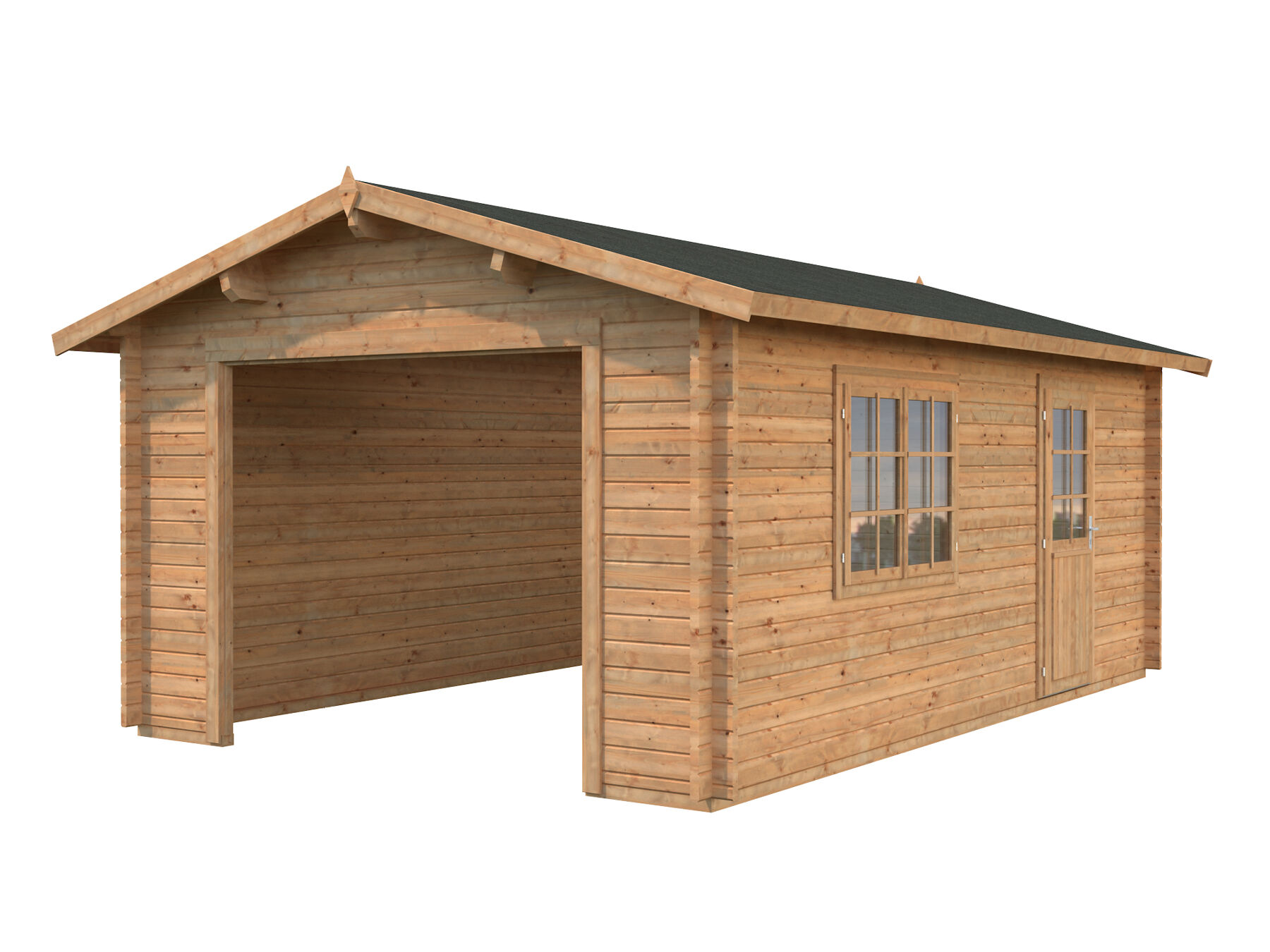 Holzgarage Roger 19,0 m² Ohne Tor Hellbraun