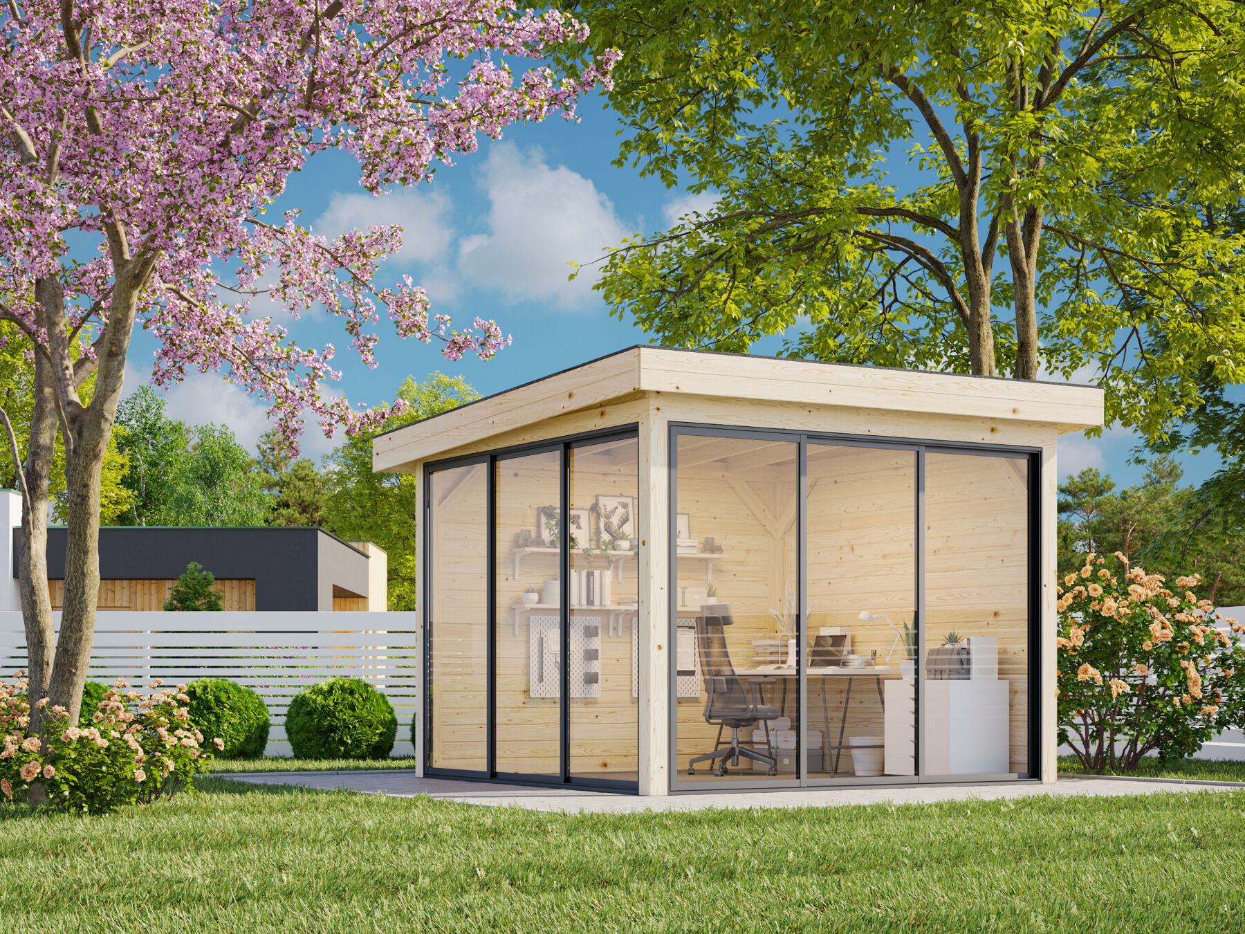 Pavillon Lenna 8,3 m² Set 401 mit Schiebetür