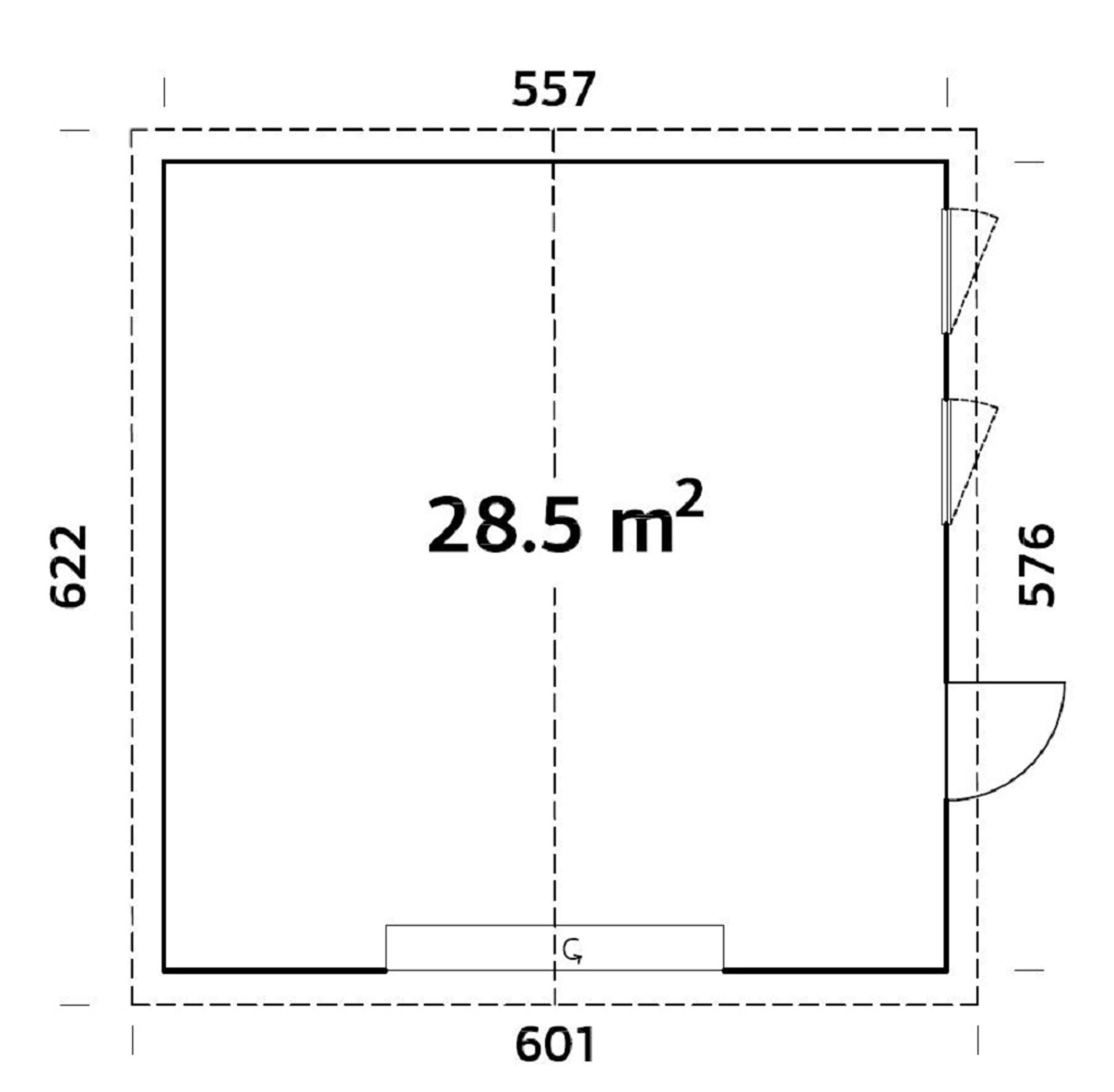 Elementgarage Andre 28,5 m² Mit Sektionaltor
