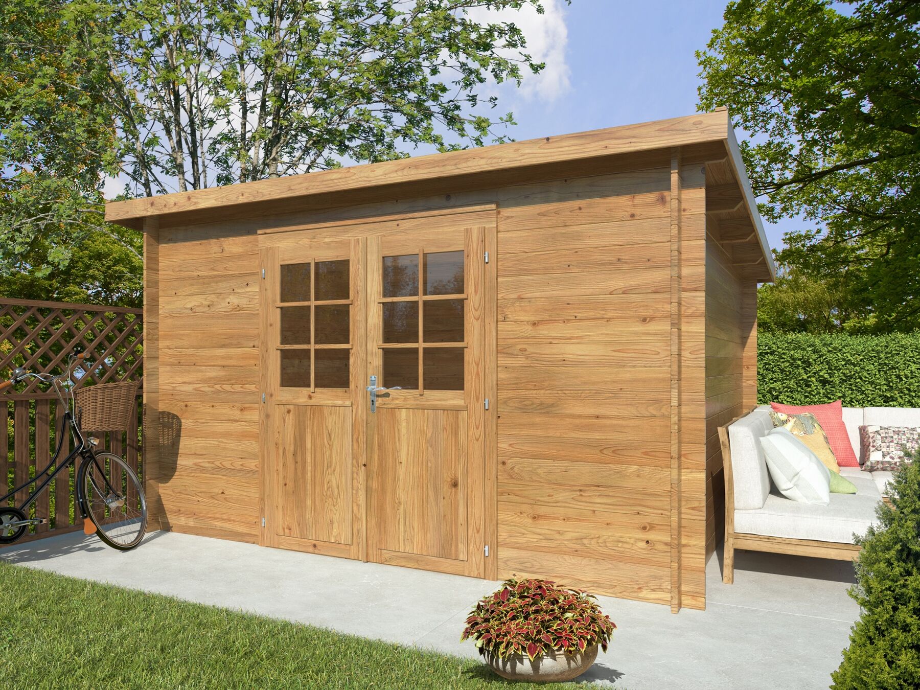 Gartenhaus Alice 9,0 m² mit Trapezblech Braun