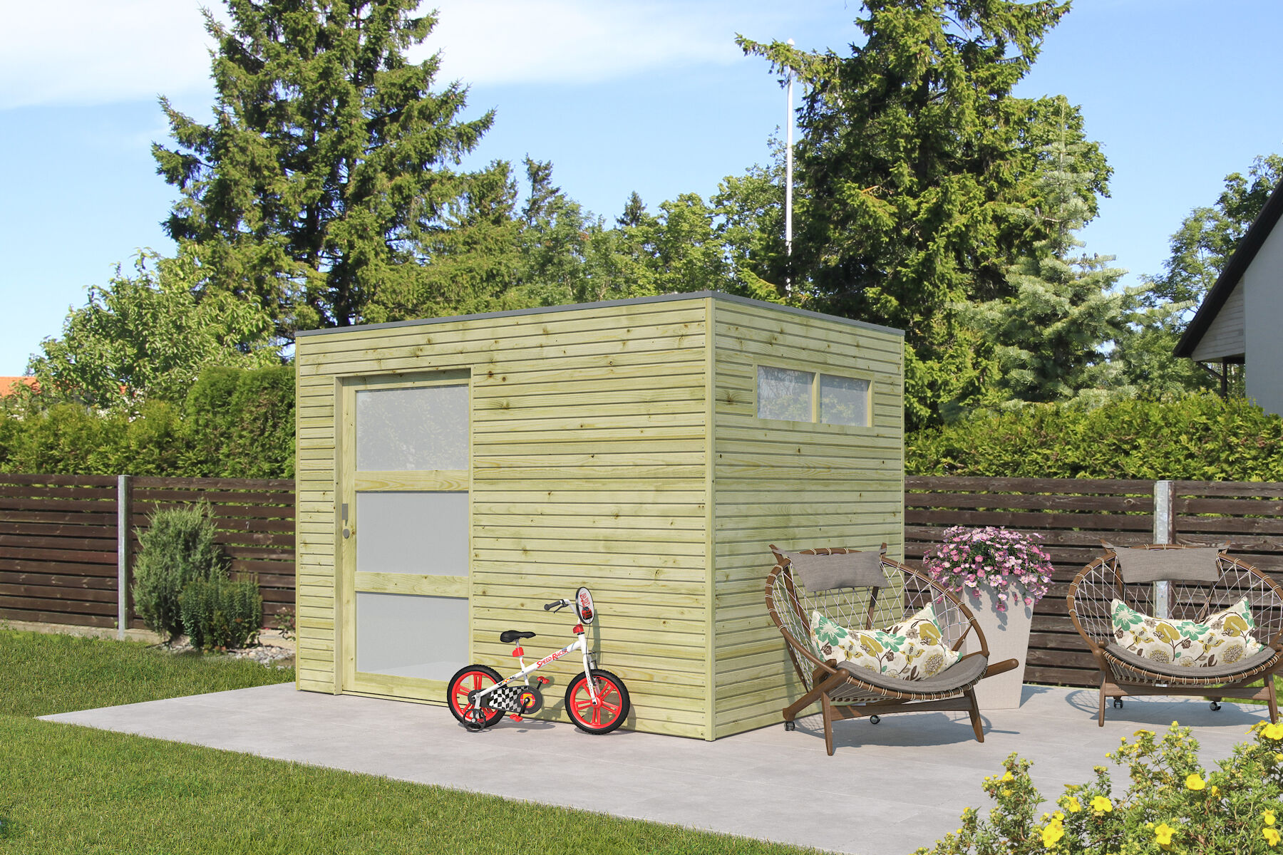 Gartenhaus David Cube 1 - 6,0 m² in KDI Grün