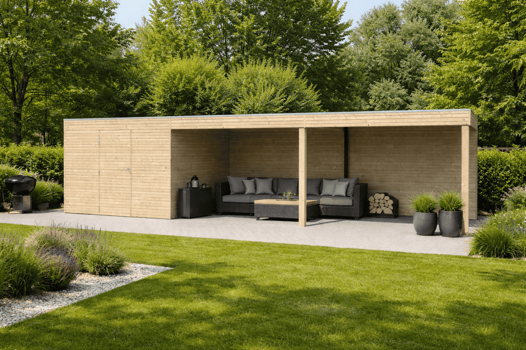 Gartenhaus Kathleen 2 - 24,5 m² mit Anbau 600