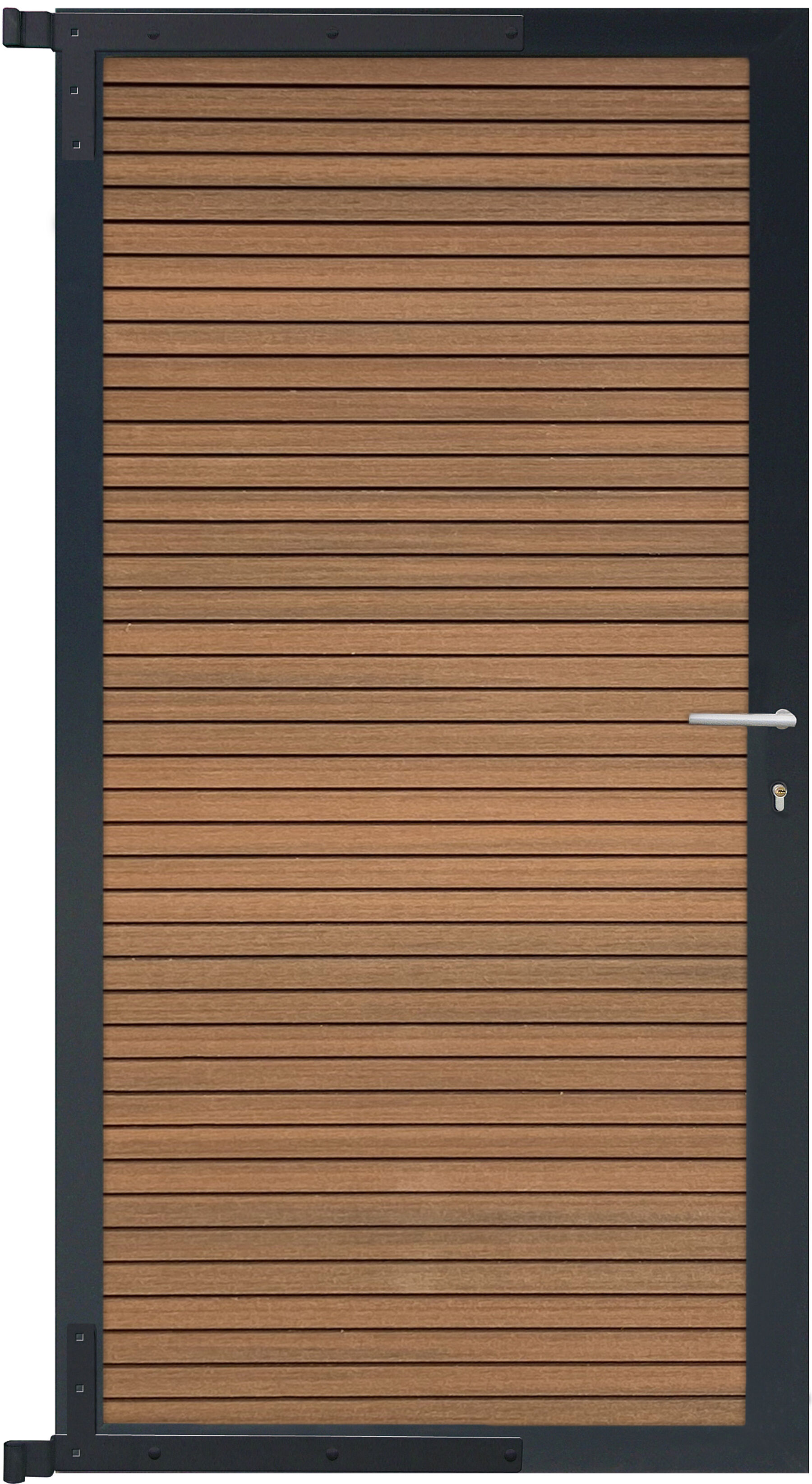 Holztür, Lamellen, Türblatt, Metallrahmen, Türgriff
