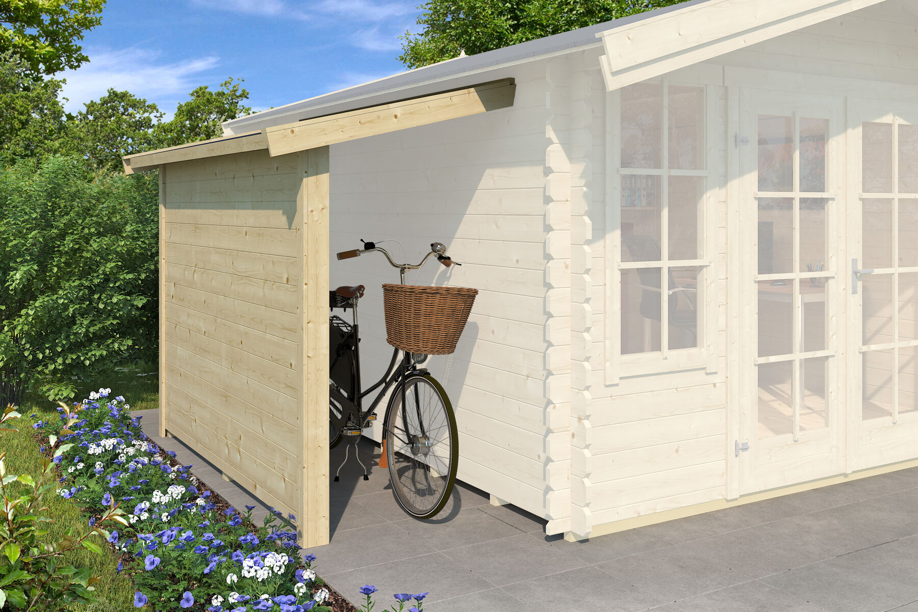 Schleppdach mit Seitenwand 90 x 240