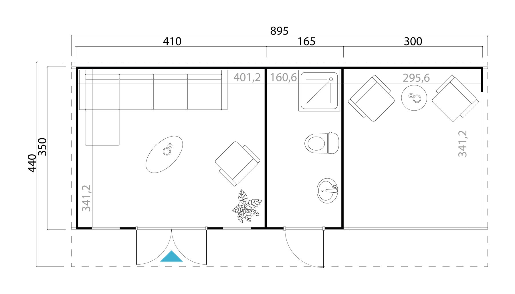 Gartenhaus Sizilien 2 mit Dachverlängerung