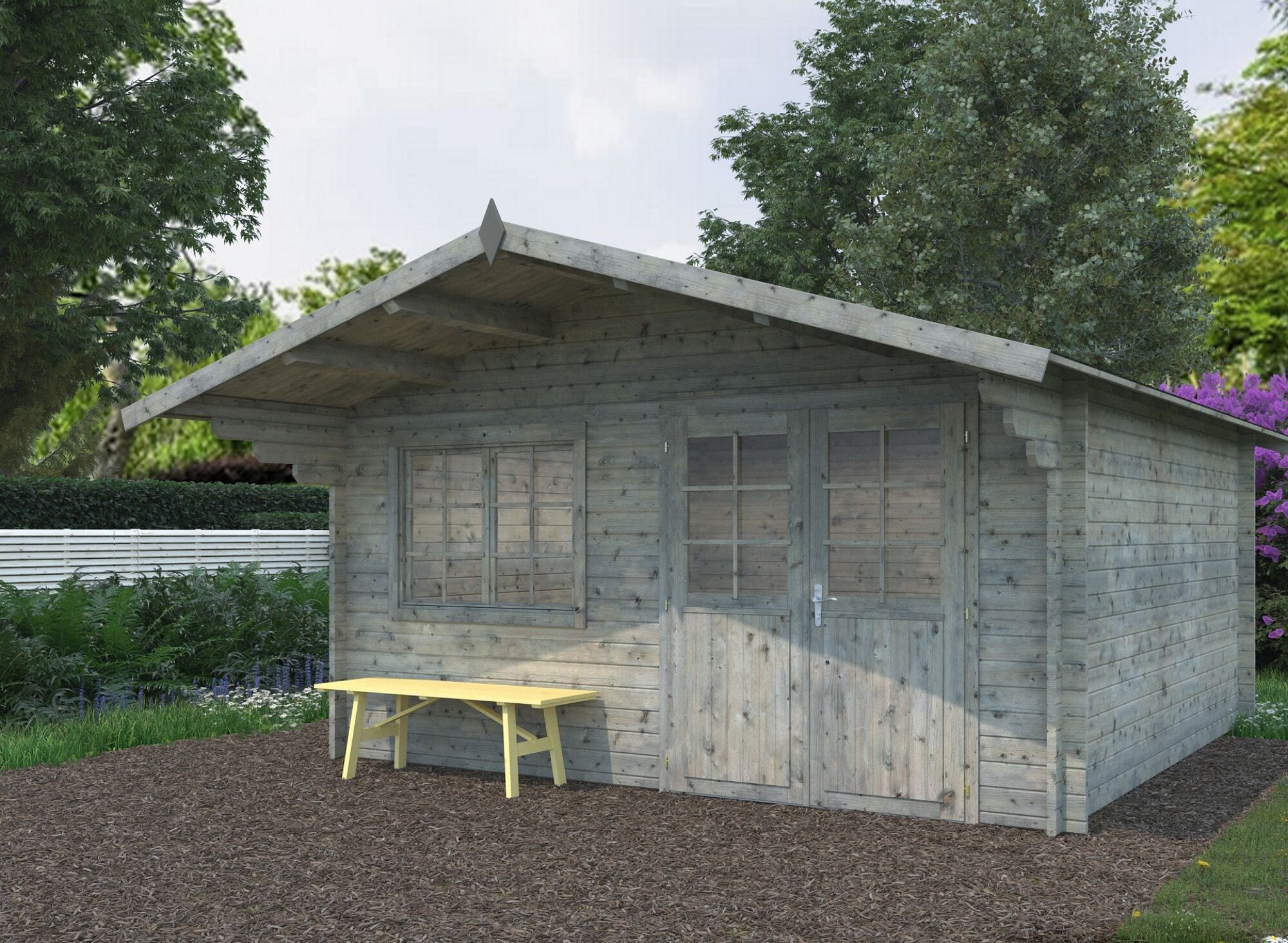 Palmako Gartenhaus Britta 17,5 m² Grau mit Trapezblech Anthrazit