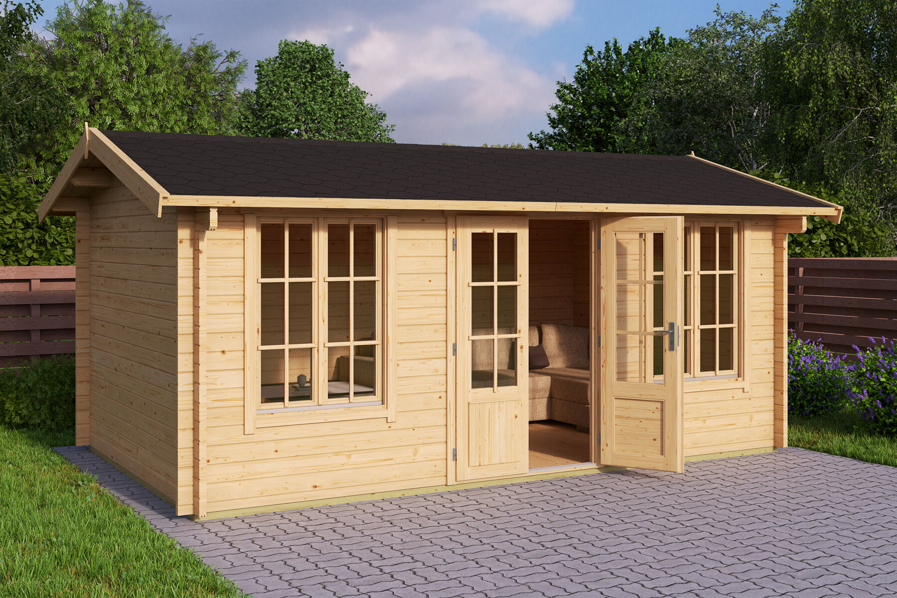 Gartenhaus Pembrokeshire 53 mit Trapezblech Dach Silber