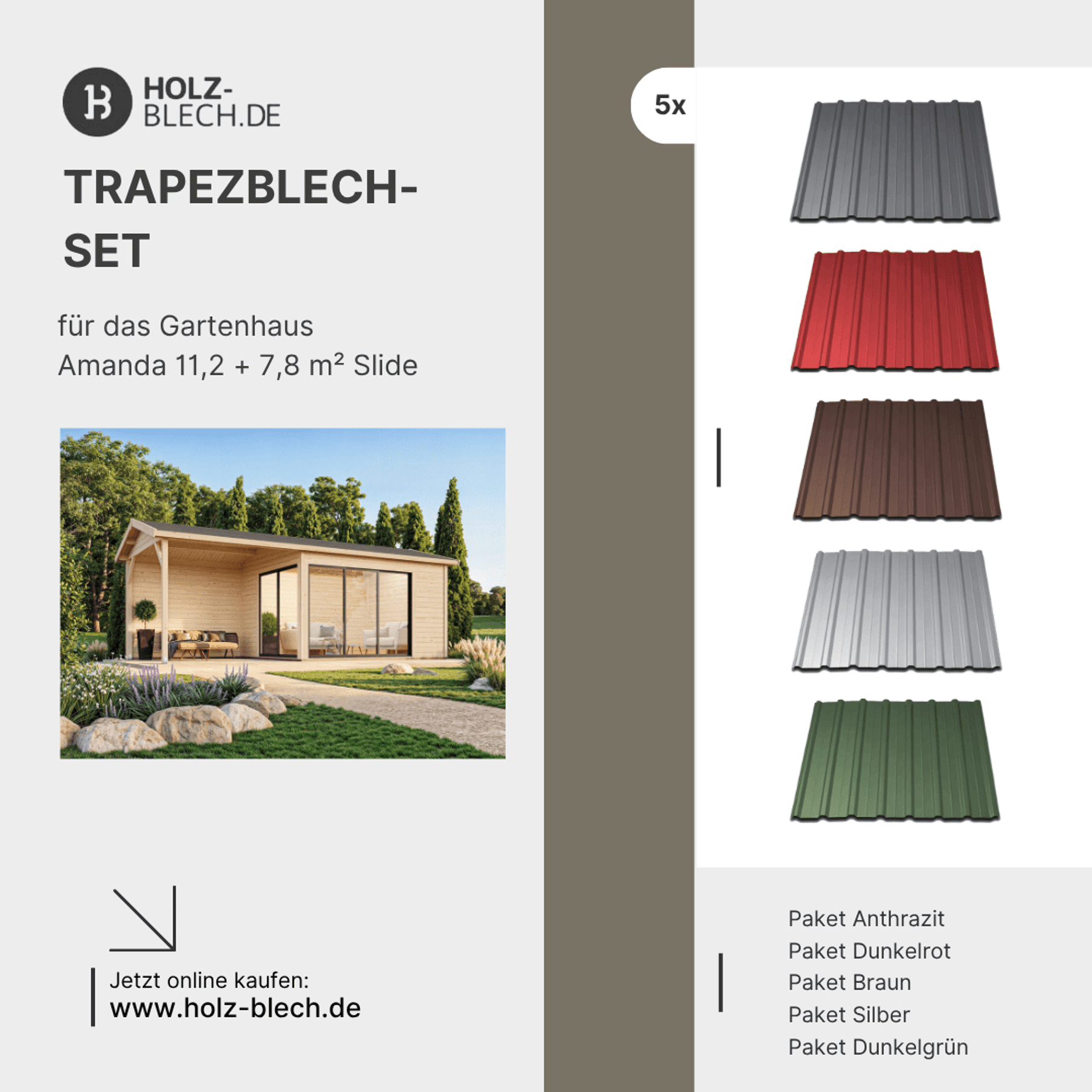 Trapezblech Set für Gartenhaus Amanda 11,2+7,8 m² Slide Architektur, Gebäude, Wohnen, Haus, Dach, Architektur, Gebäude, Wohnen, Haus, Dach