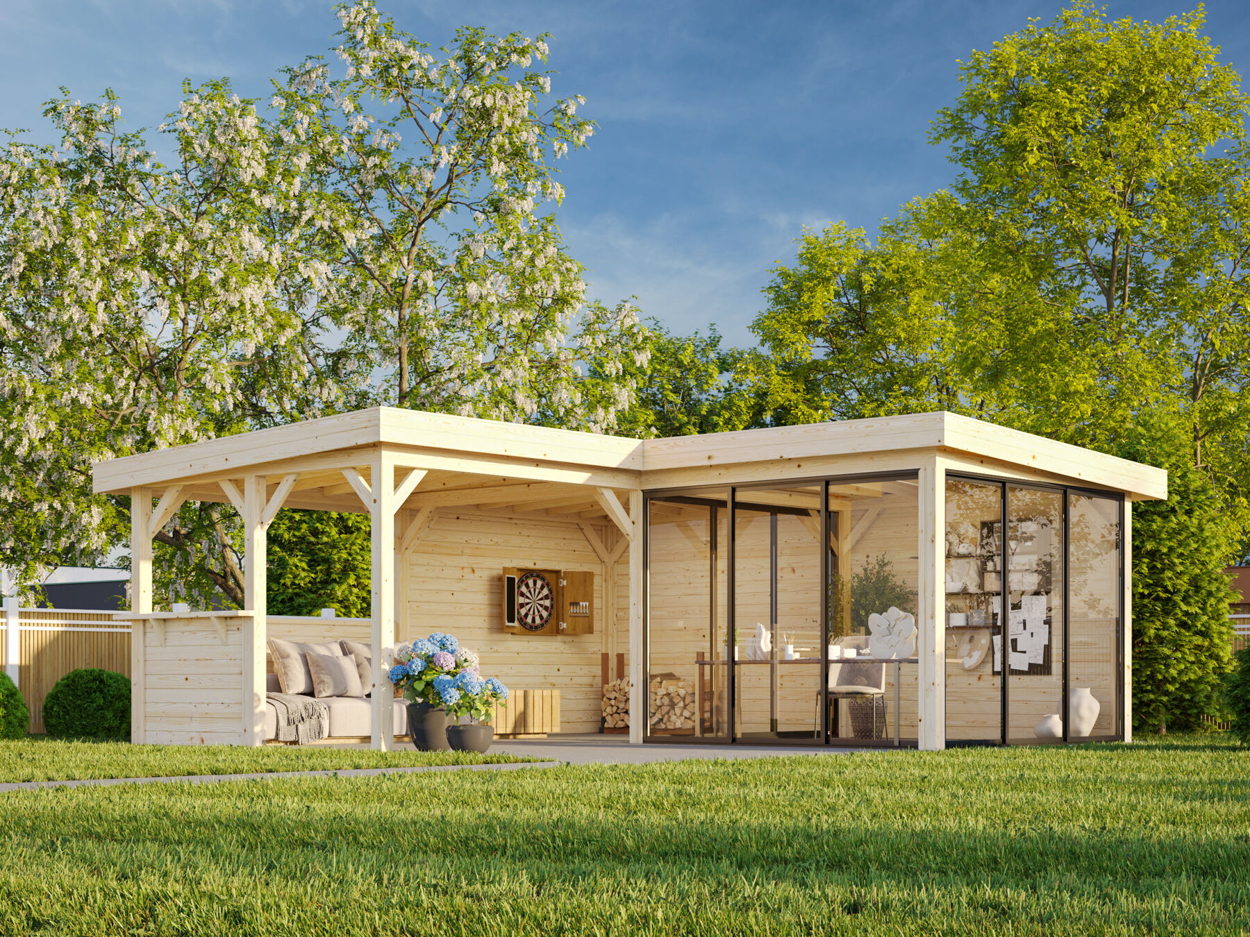 Pavillon Lenna 24,9 m² Set 410 mit Schiebetür 