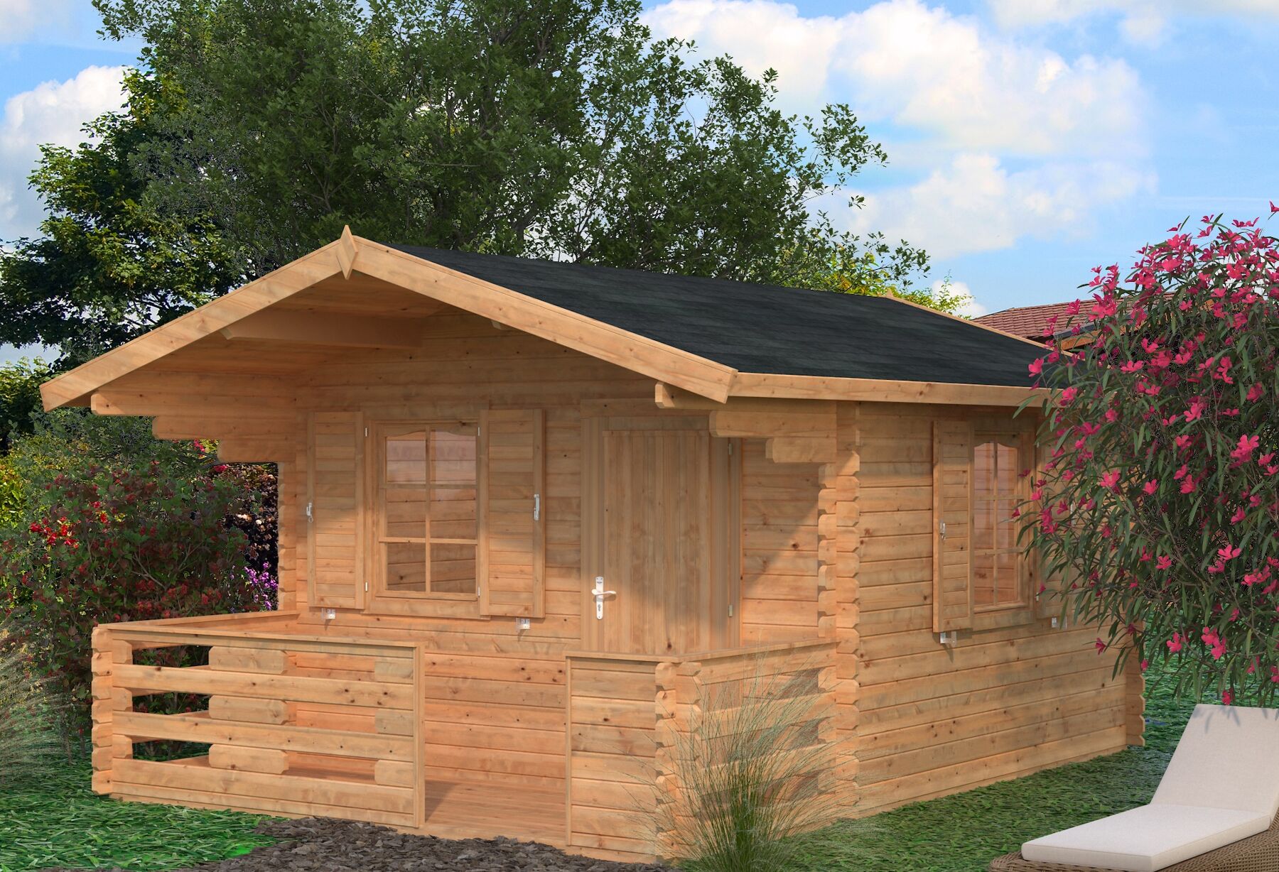 Palmako Gartenhaus Emma 10,4+4,2 m² Hellbraun 