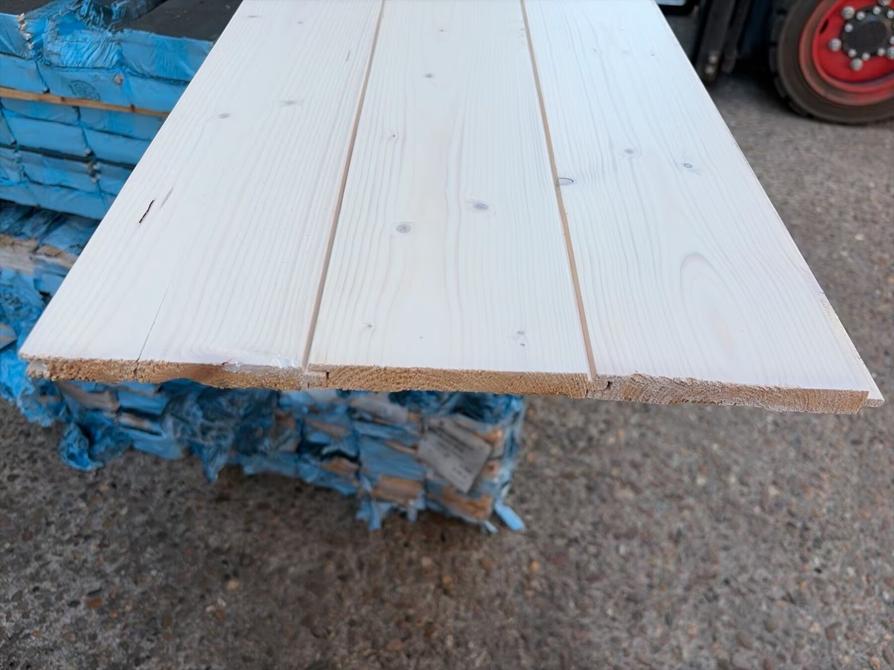 50,59 m² Fichte Profilholz Weiss, 15.5x121x5100 mm Holzplatte, Bauholz, Kiefernholz, Stäbe, Leimholzbretter