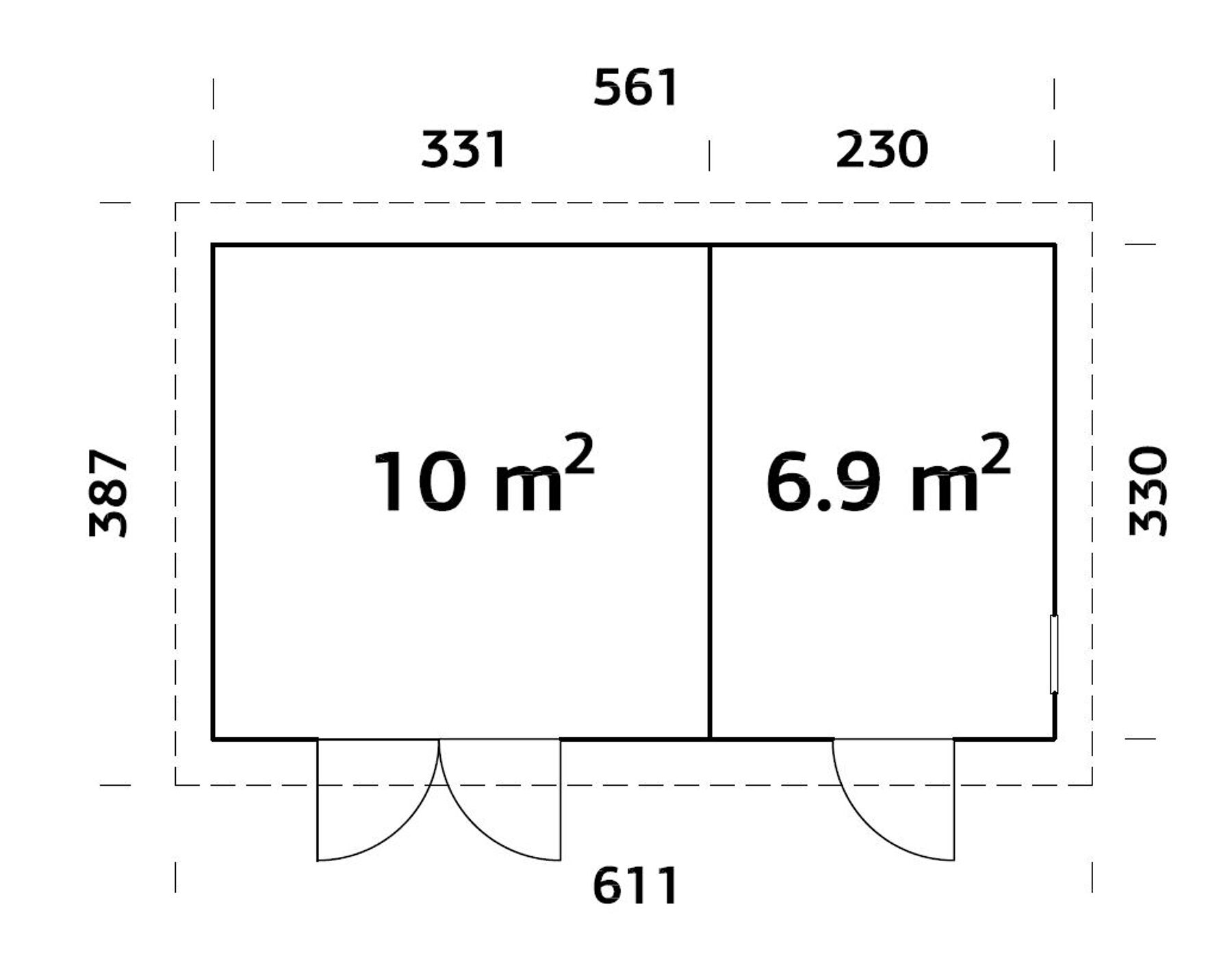 Gerätehaus Kalle 16,9 m² mit Trapezblech Anthrazit