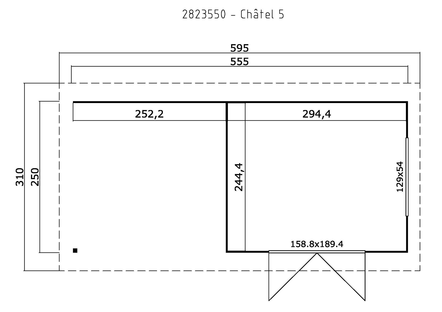 Gartenhaus Chatel 5 mit Freisitz - Lichtgrau