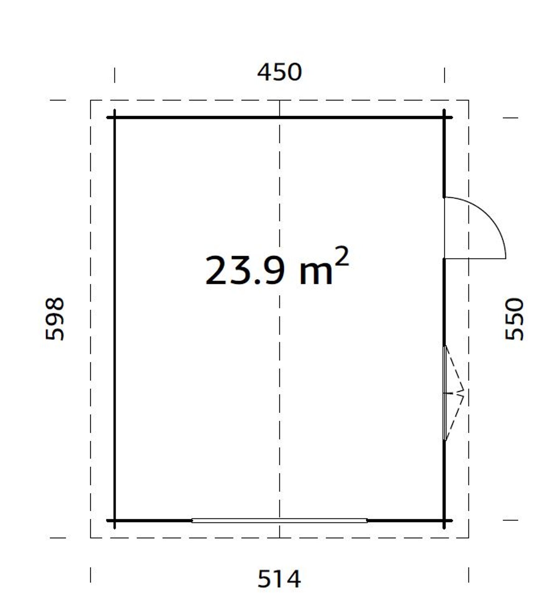 Holzgarage Roger 23,9 m² Ohne Tor Grau
