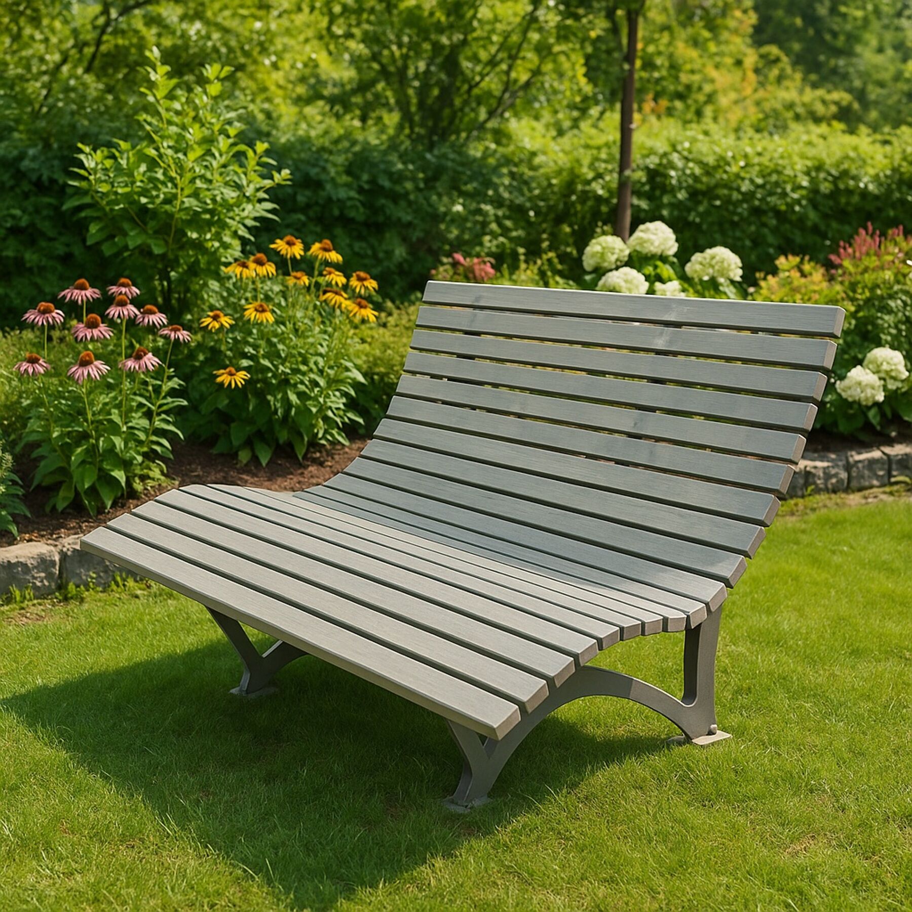 Gartenstuhl, Sitzbank, Holzstuhl, Gartenmöbel, Graue Farbe