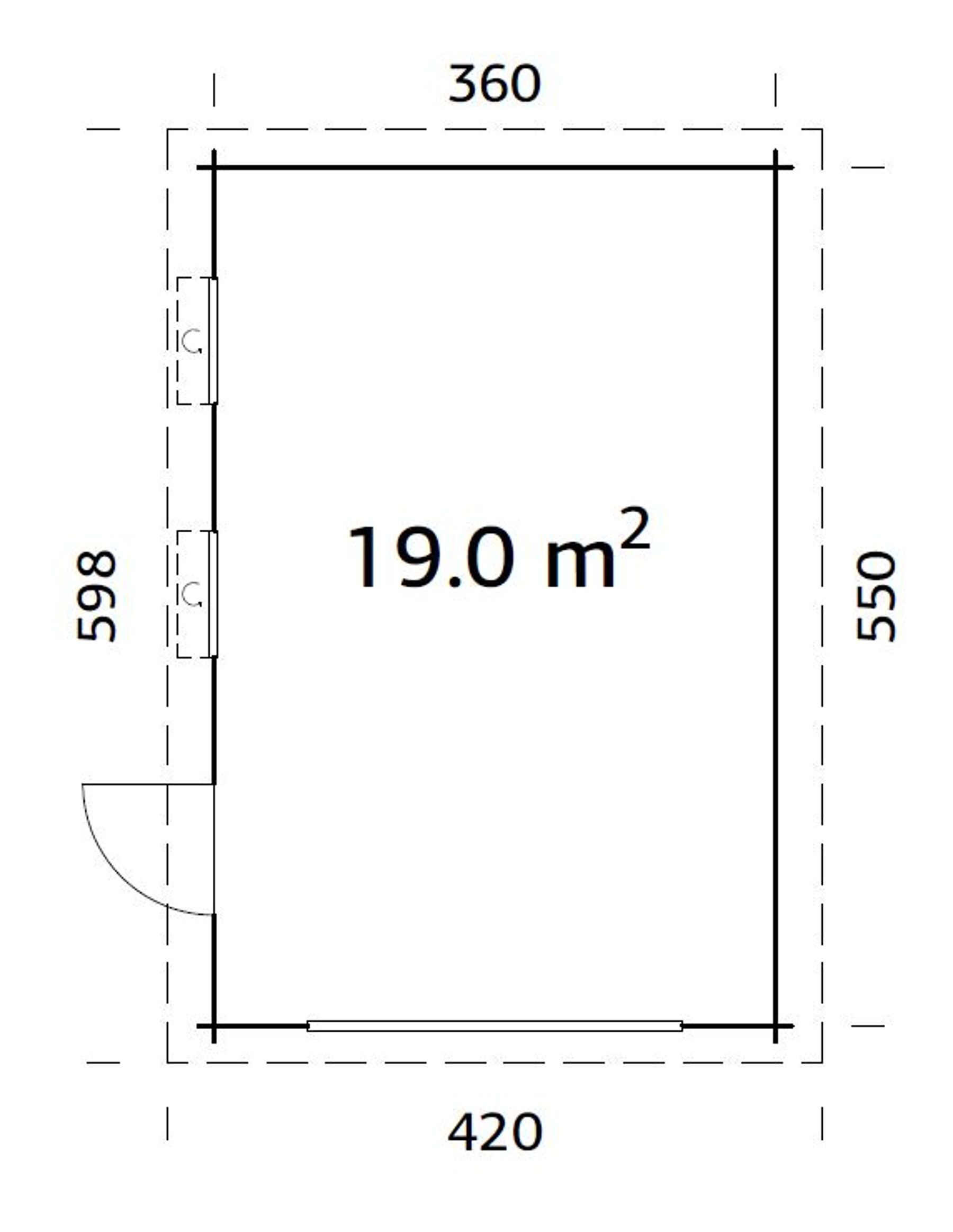 Palmako Holzgarage Rasmus 19,0 m² ohne Tor 