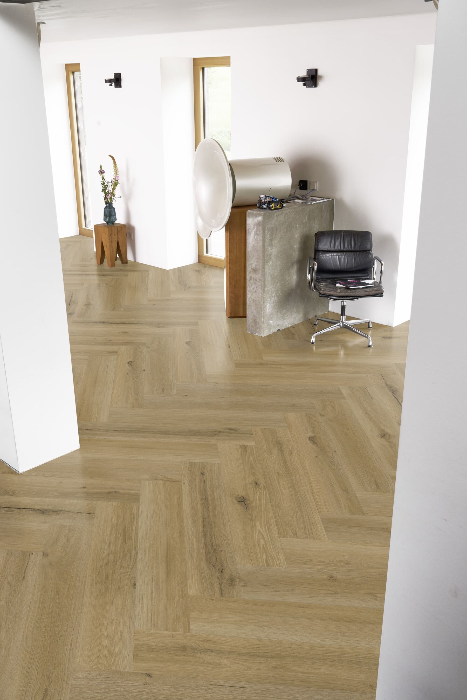 Klick-Vinylboden Fischgrät-Design Eiche Milano inkl. Trittschalldämmung