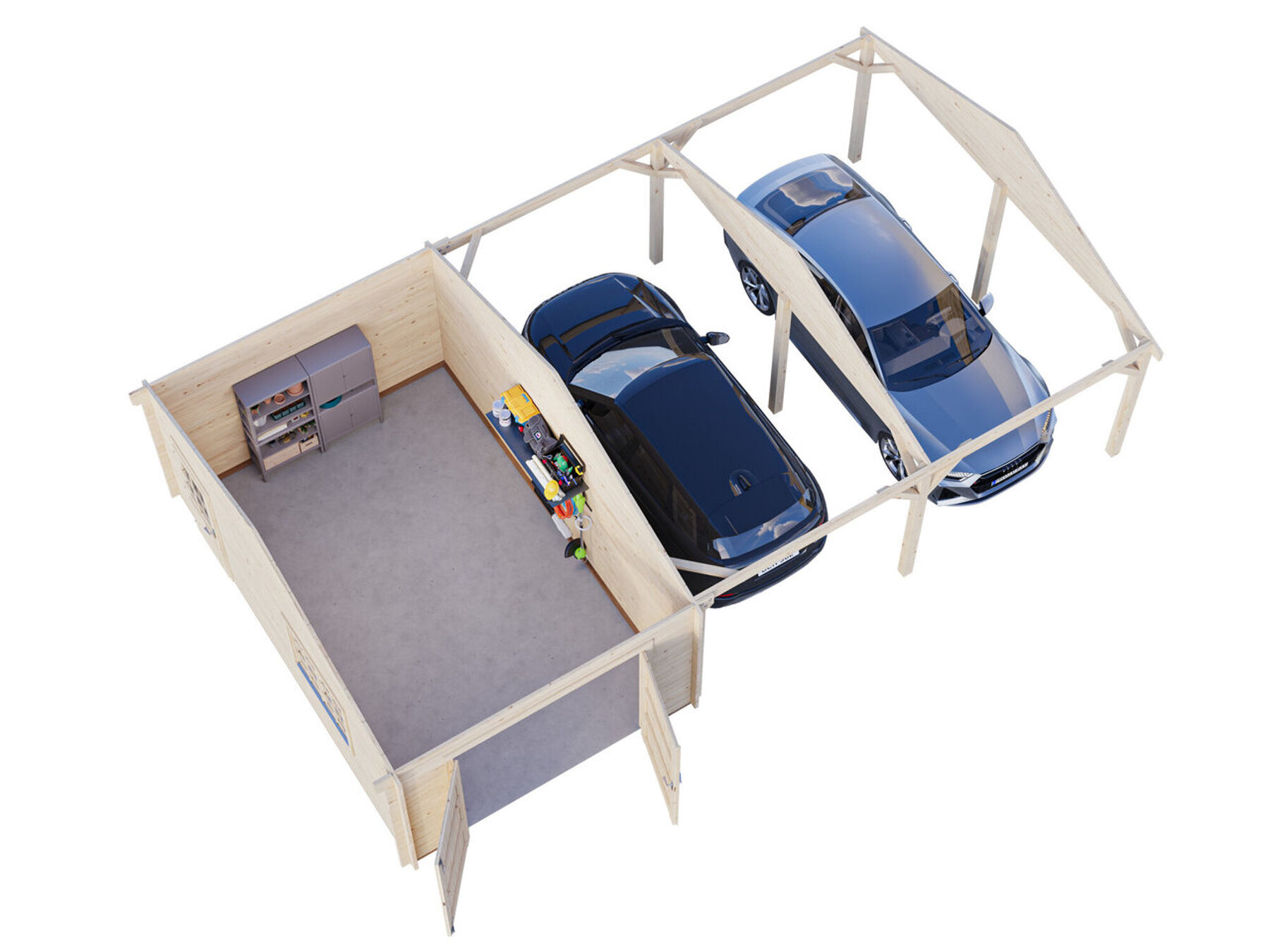Garage Roger 19,0 + 33,2 m² mit Holztor