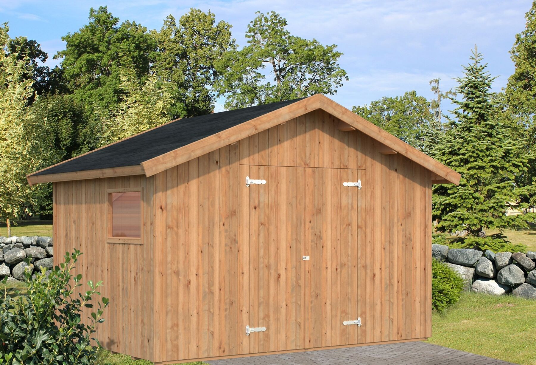 Gerätehaus Nils 8,2 m² Hellbraun mit Trapezblech Anthrazit