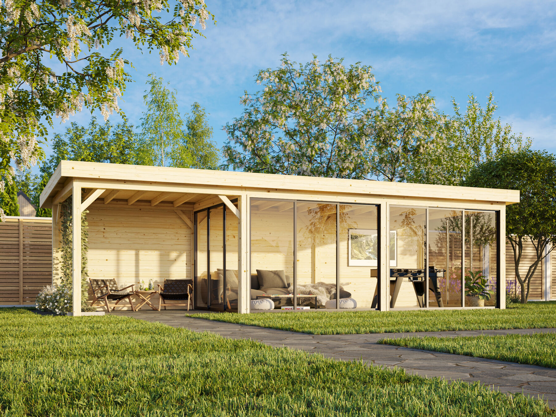 Pavillon Lenna 24,9 m² Set 418 mit Schiebetür