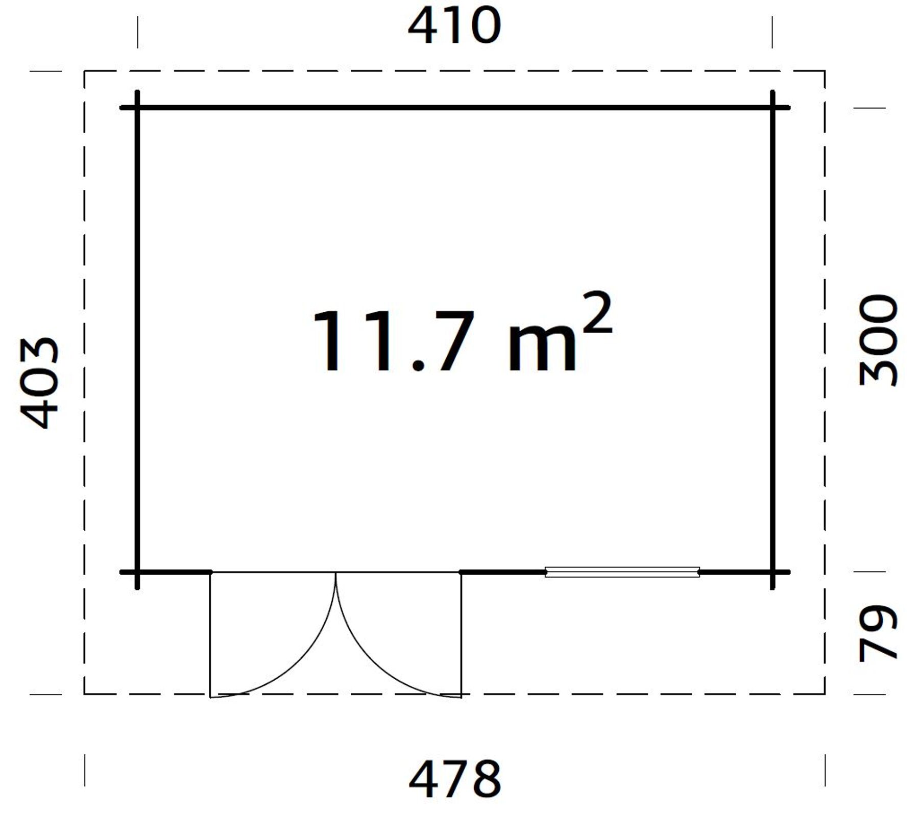 Gartenhaus Heidi 11,7 m² Hellbraun mit Trapezblech Dunkelrot