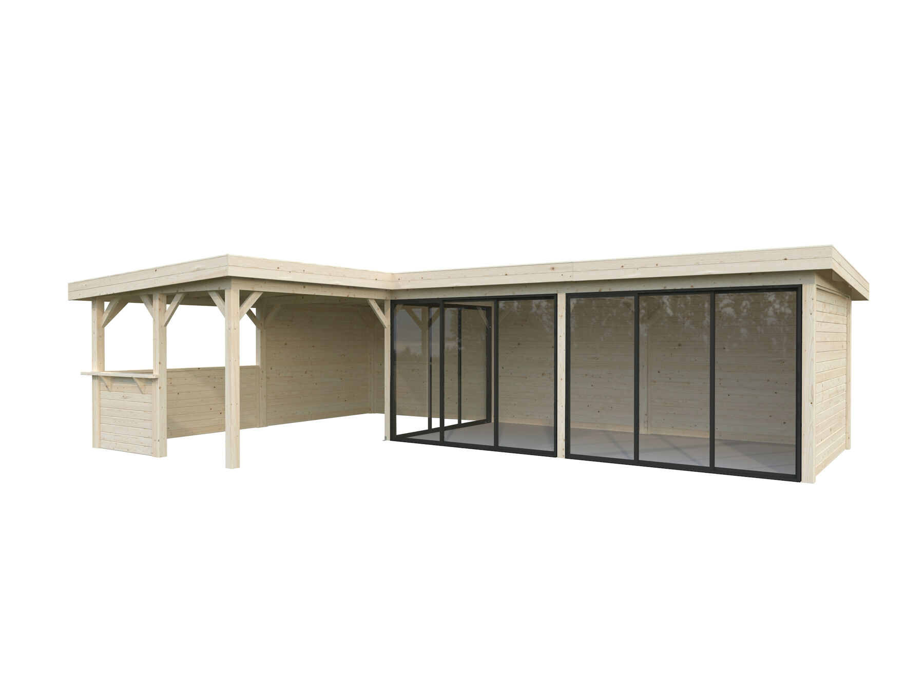 Pavillon Lenna 33,2 m² Set 720 mit ISO-Glas Schiebetür
