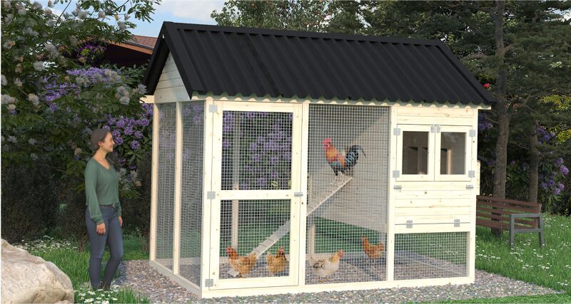 Produktbild von Titan Gebogene Hühnerstall-Schiebetür Aus Metall – Inklusive Schienen & Schrauben, Für Alle Vogelgrößen, Rostfarben