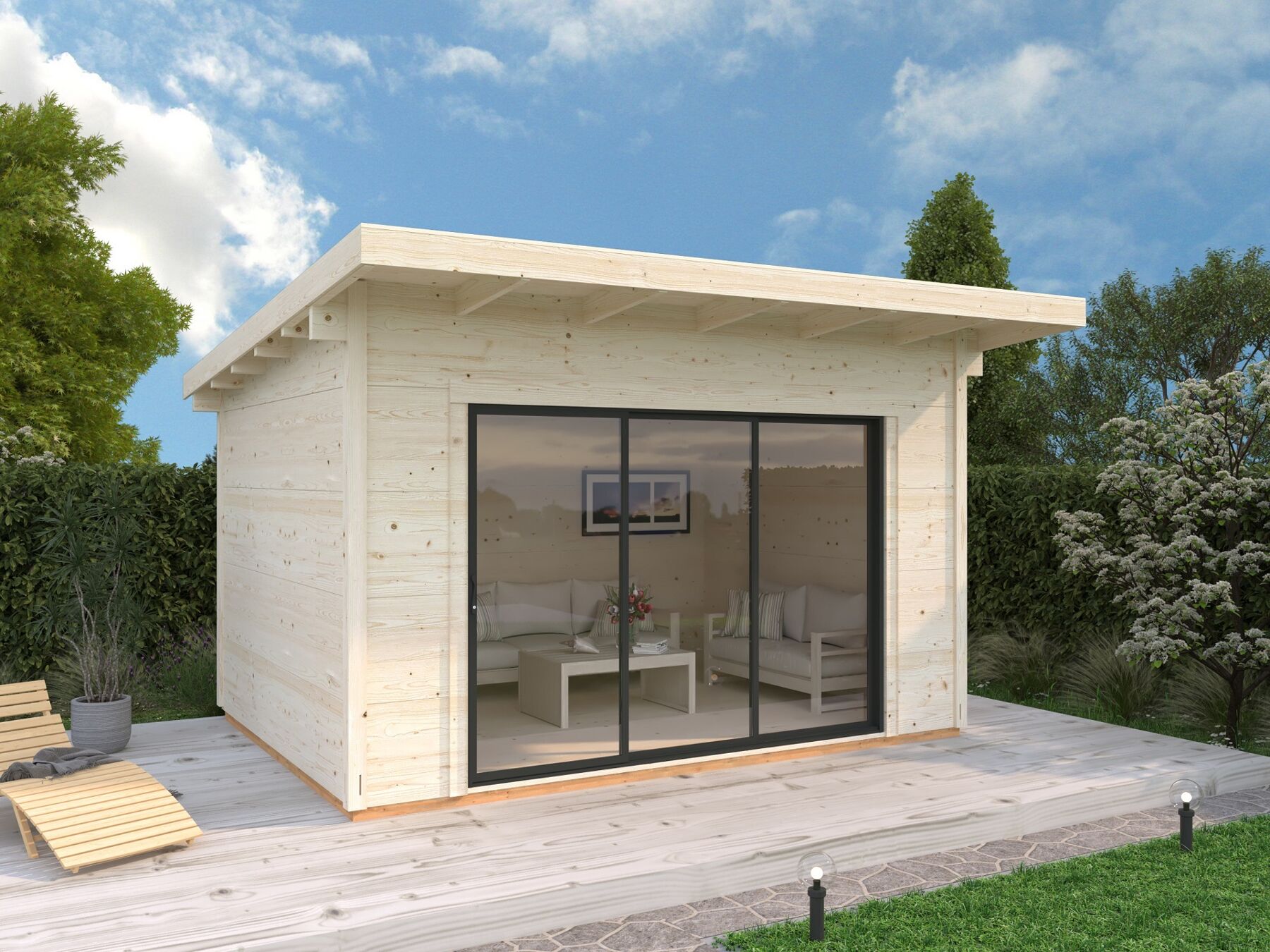 Palmako Gartenhaus Grace 11,2 m² mit ISO-Glas Schiebetür 
