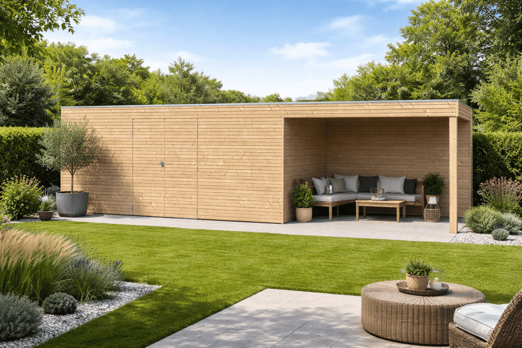 Gartenhaus Kathleen 4 - 22,5 m² mit Anbau 300