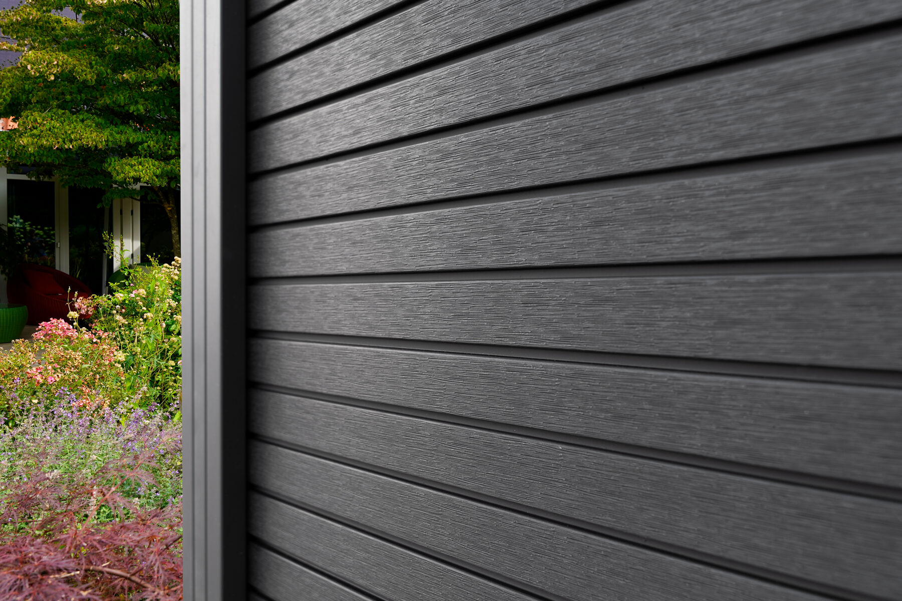 WPC Akustikzaun,  Shadowline Deep Black 180 x 180 cm