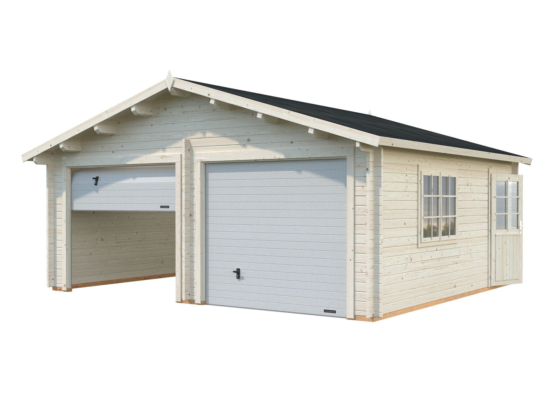 Holzgarage Roger 28,4 m² Mit Sektionaltor Transparent