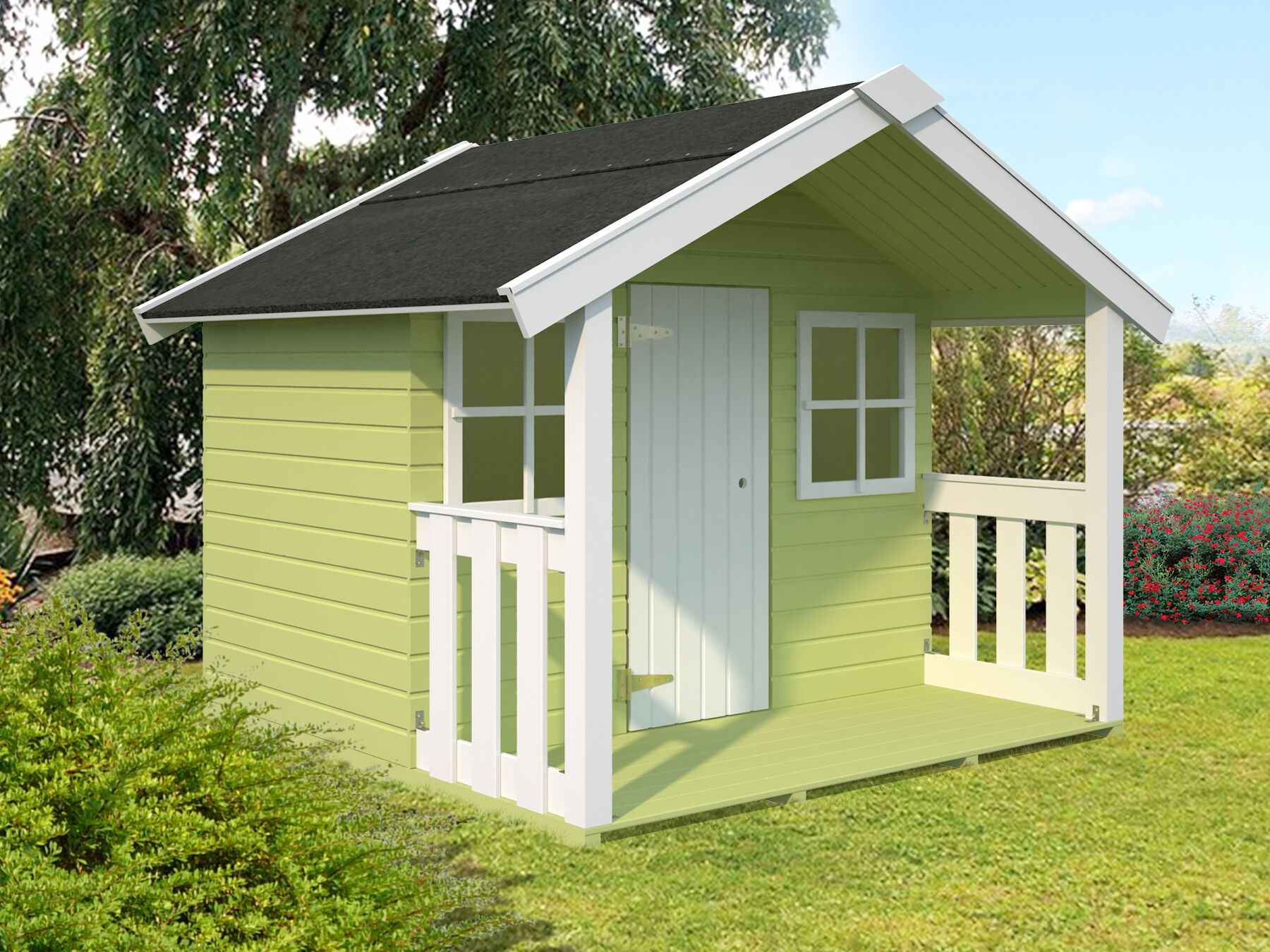 Kinderspielhaus Lena 1,9 m² - Grundiert weiß